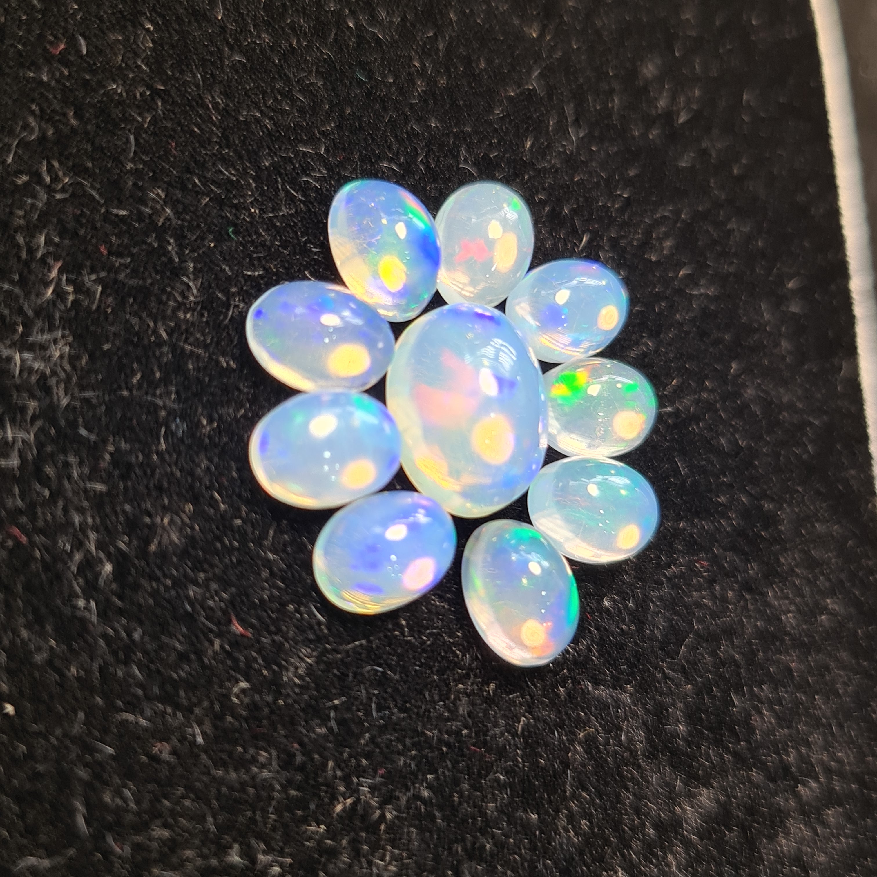 10 Pcs Natural Ethiopian Opal  Cabochon Gemstone Oval Shape:7-10mm - The LabradoriteKing