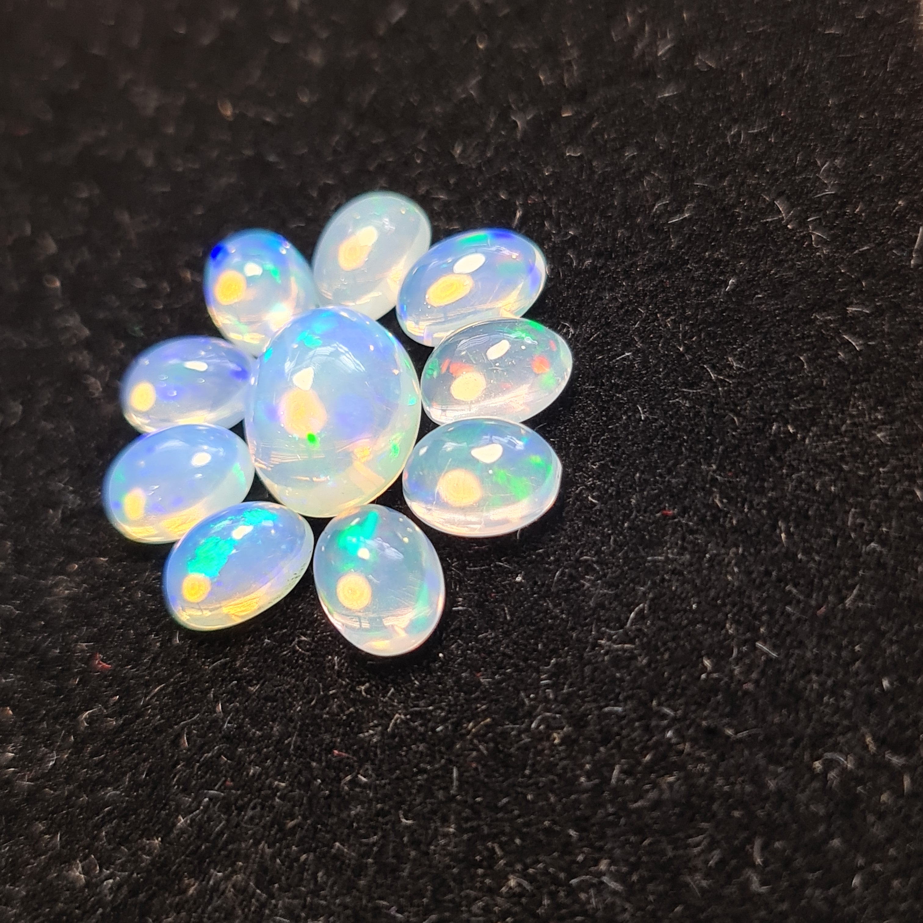 10 Pcs Natural Ethiopian Opal  Cabochon Gemstone Oval Shape:7-10mm - The LabradoriteKing