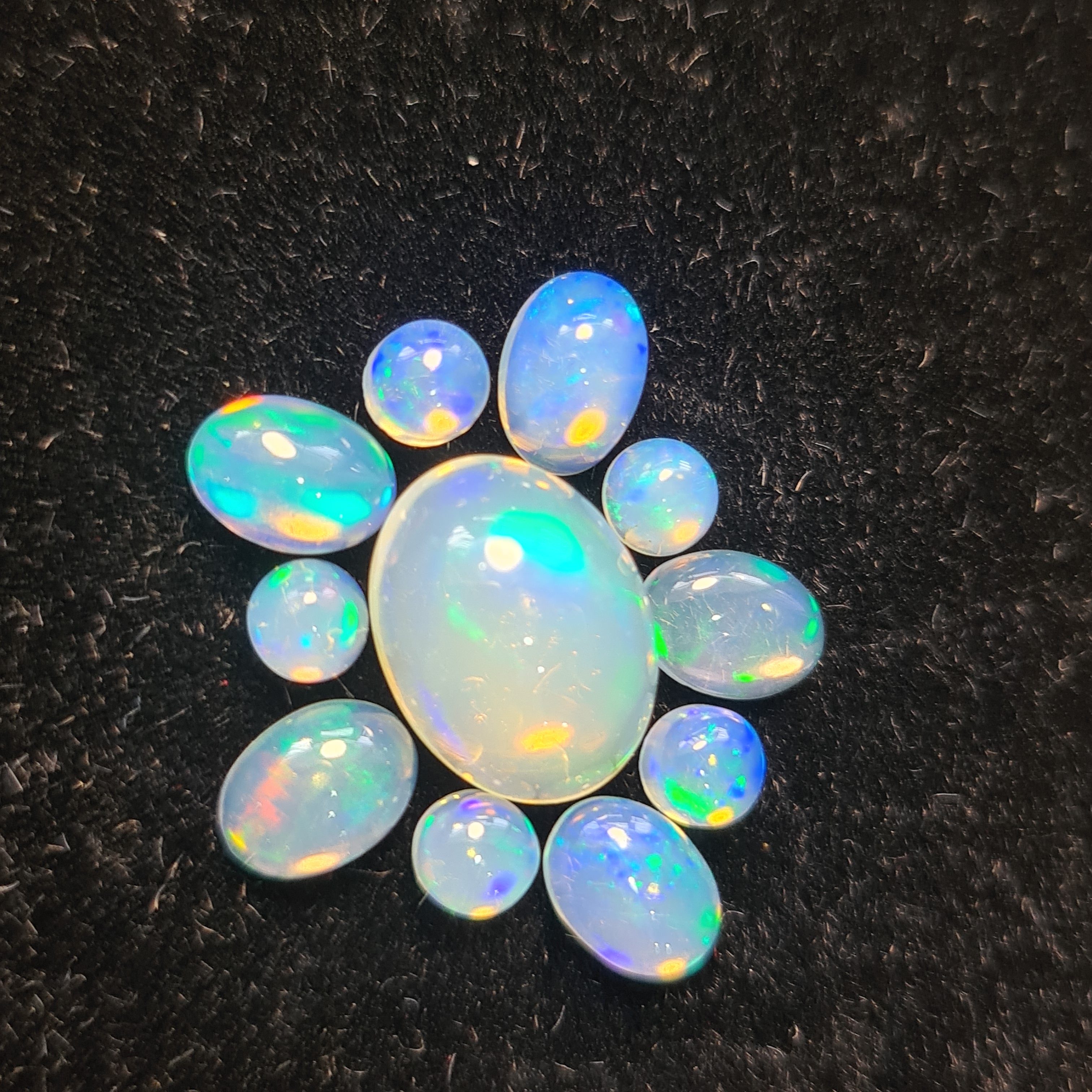 11 Pcs Natural Ethiopian Opal Cabochon Gemstone Mix Shape:4-12mm - The LabradoriteKing