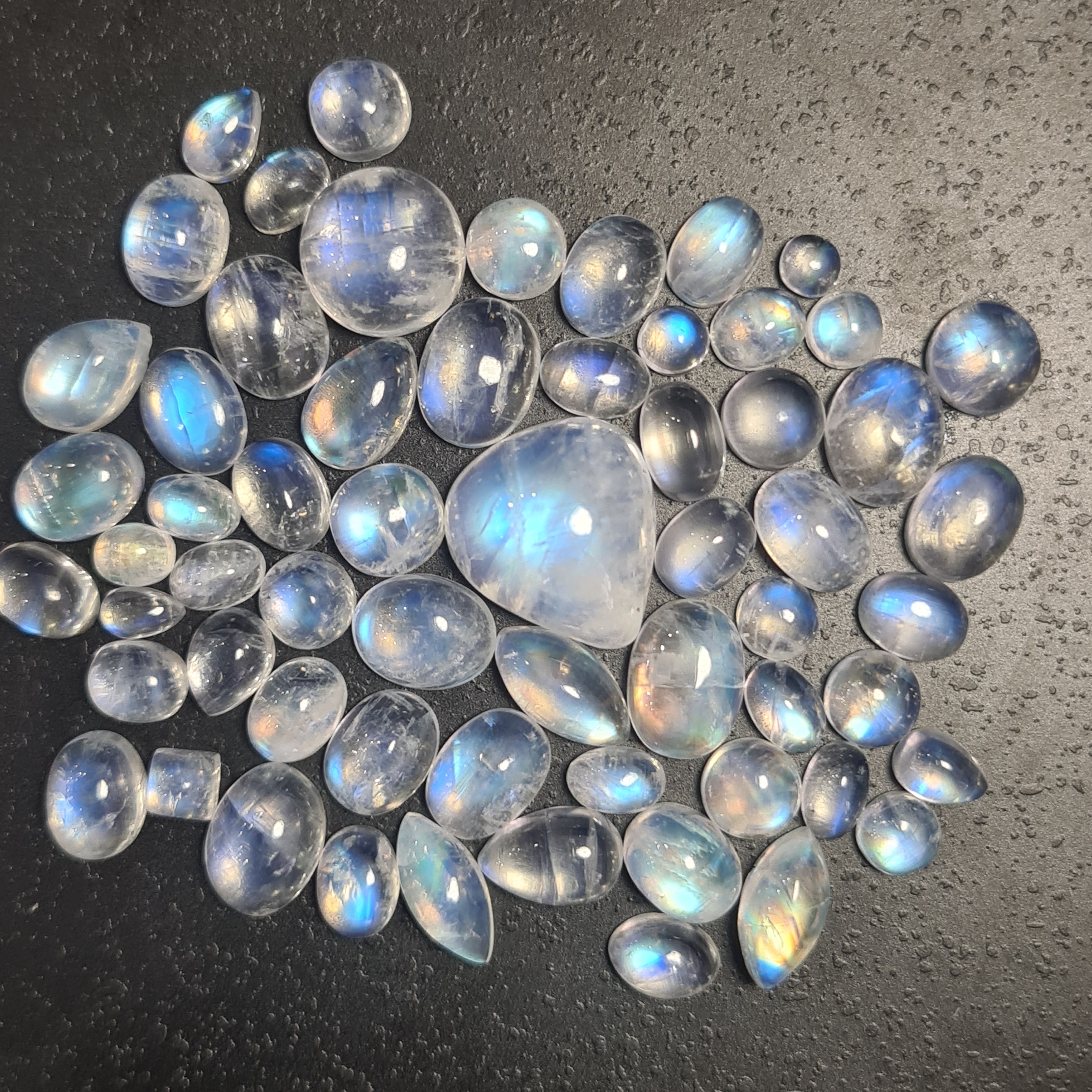 61 Pcs Natural Moonstone Cabochon Gemstone Mix Shape: 4-14mm - The LabradoriteKing