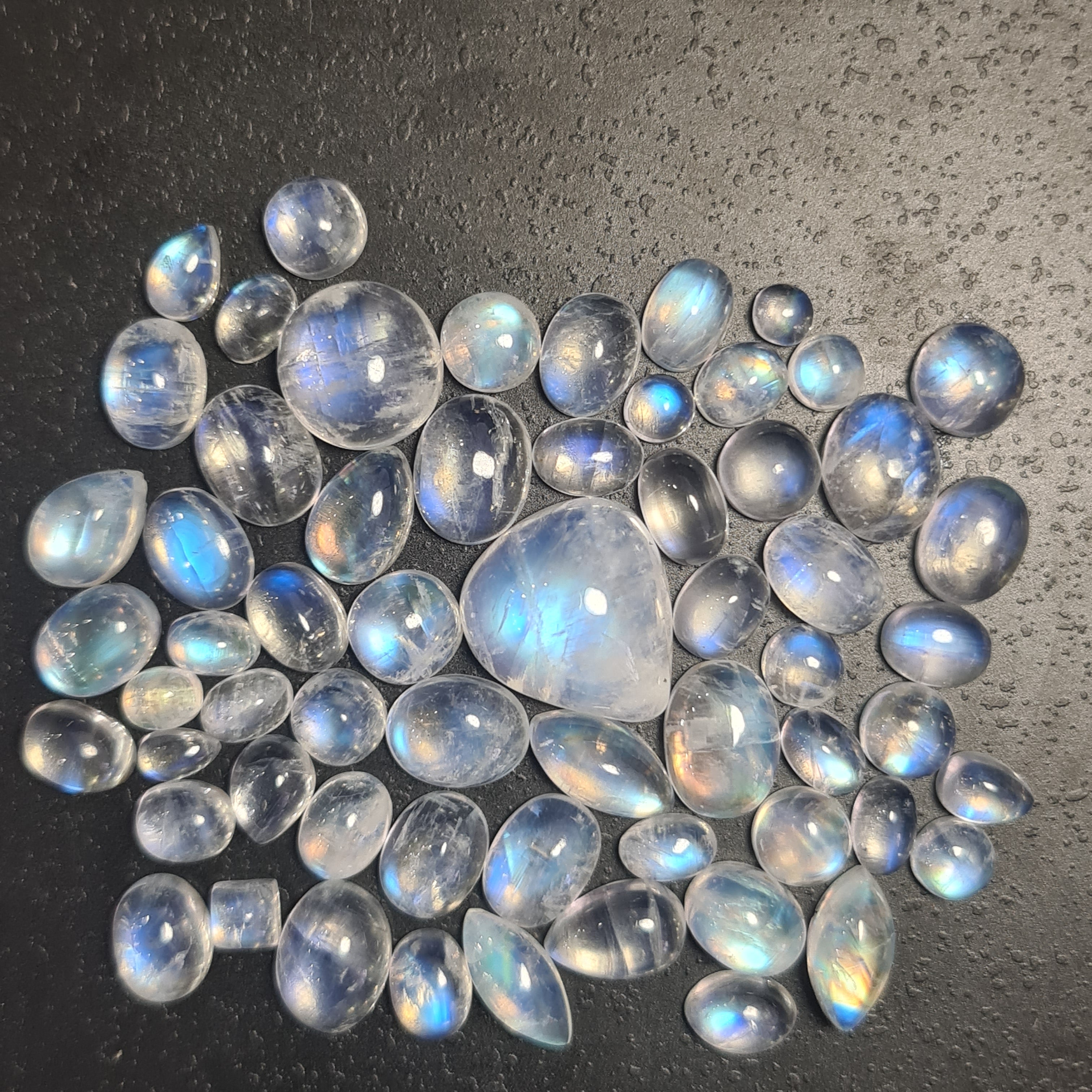 61 Pcs Natural Moonstone Cabochon Gemstone Mix Shape: 4-14mm - The LabradoriteKing