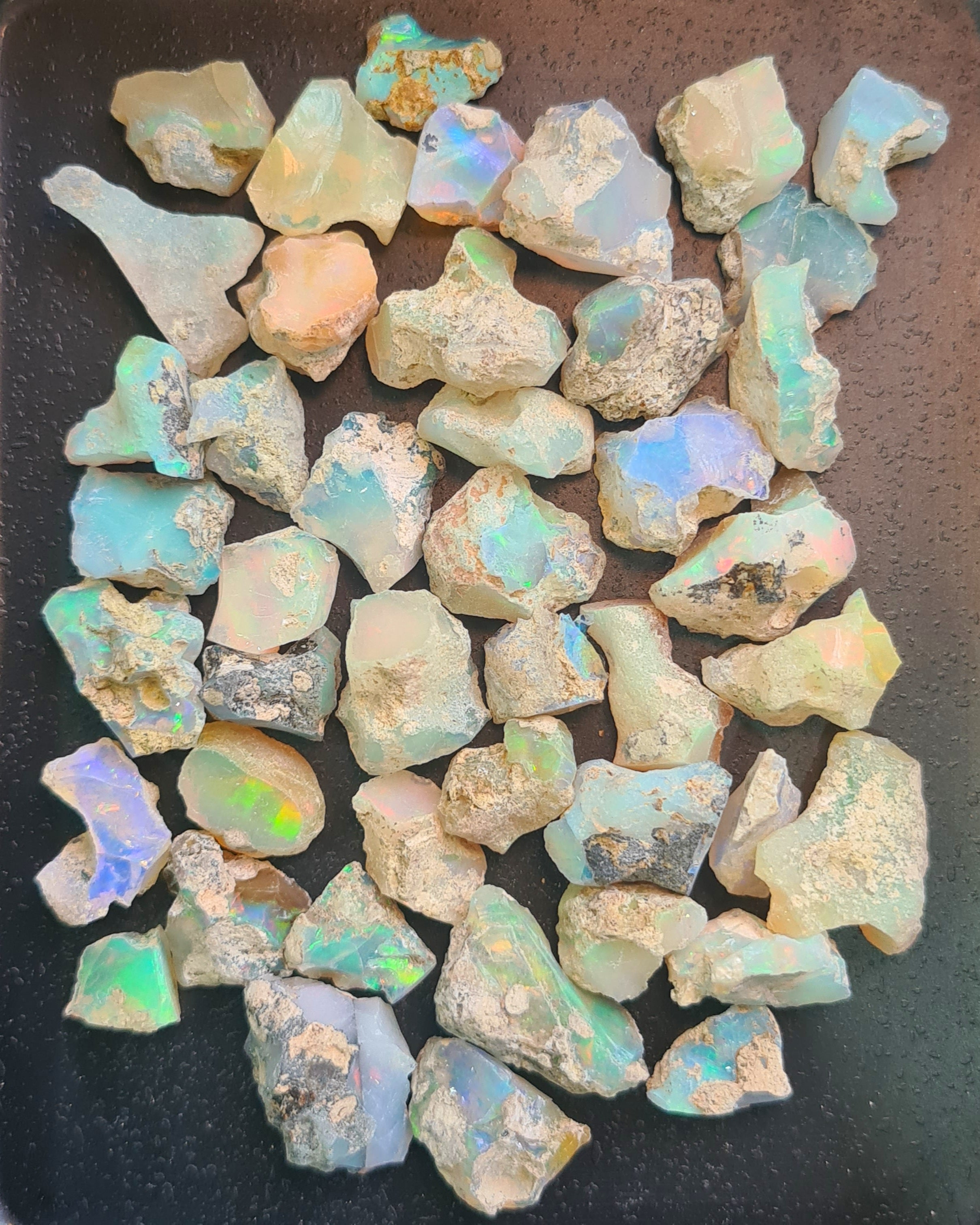 44 Pcs Natural  Ethiopian Opal Rough Gemstone Mix Shape: 9-21mm - The LabradoriteKing