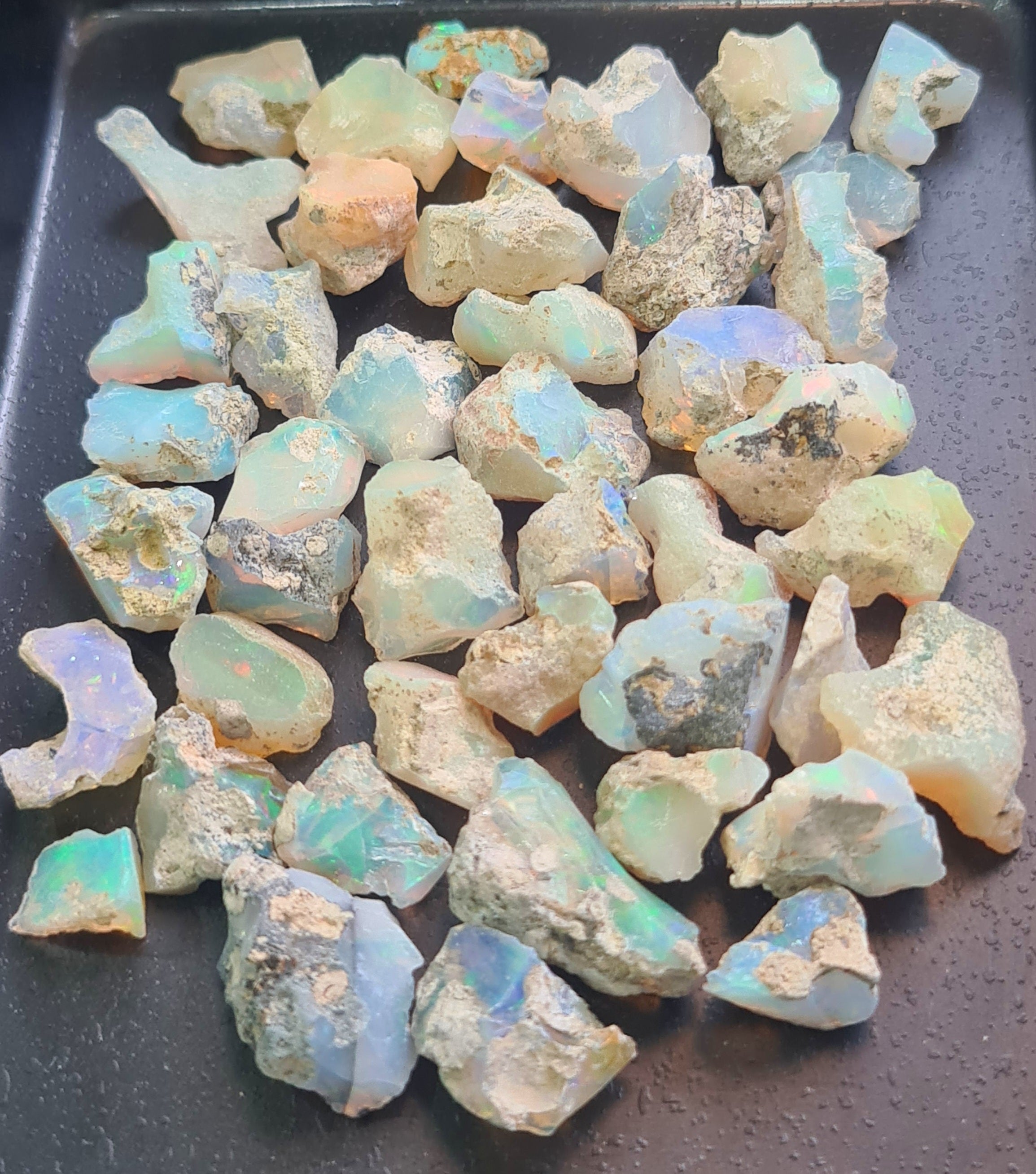 44 Pcs Natural  Ethiopian Opal Rough Gemstone Mix Shape: 9-21mm - The LabradoriteKing