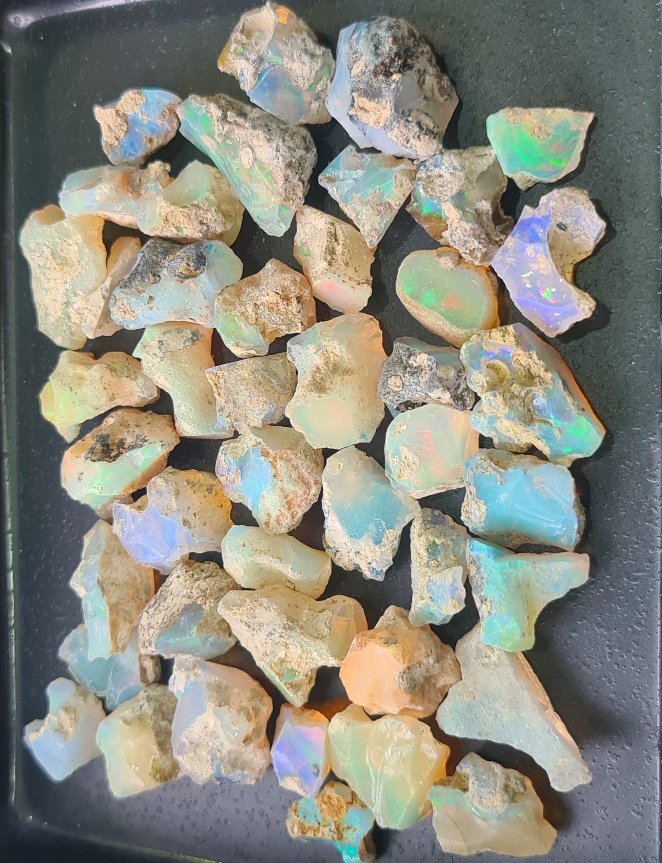 44 Pcs Natural  Ethiopian Opal Rough Gemstone Mix Shape: 9-21mm - The LabradoriteKing