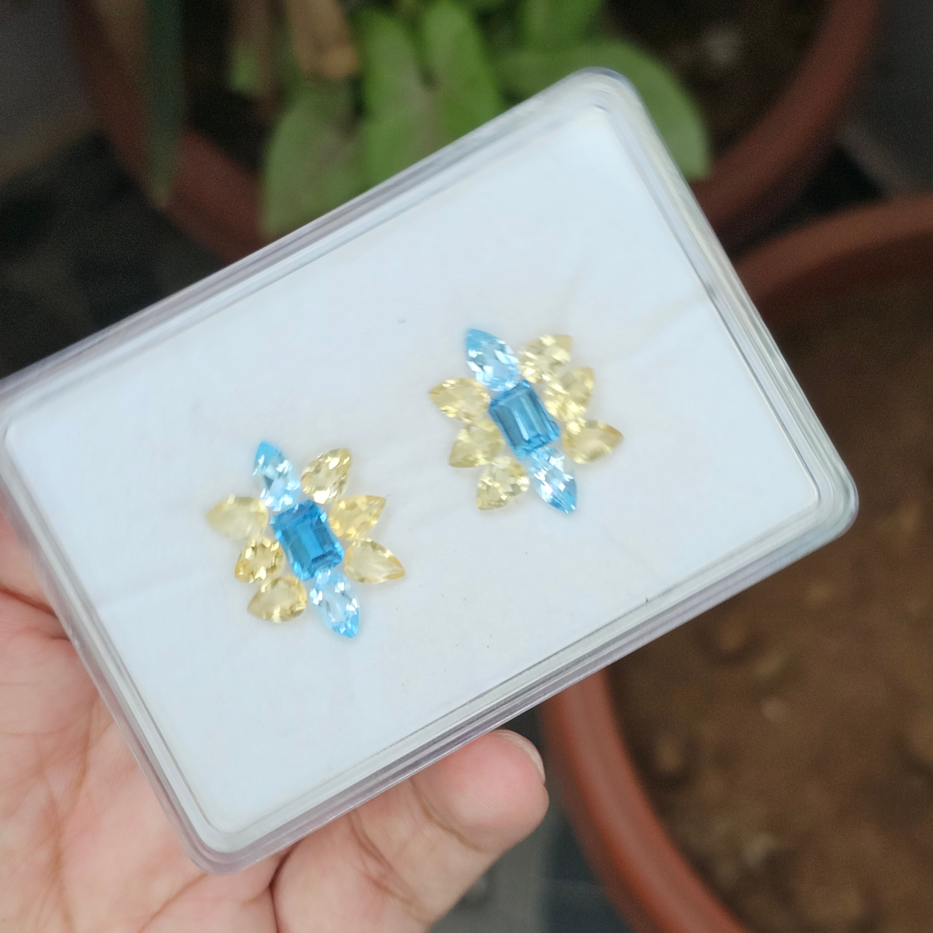 18 Pcs Natural Citrine And Swiss Blue Topaz Faceted Gemstone Mix Shape: 6-8mm - The LabradoriteKing