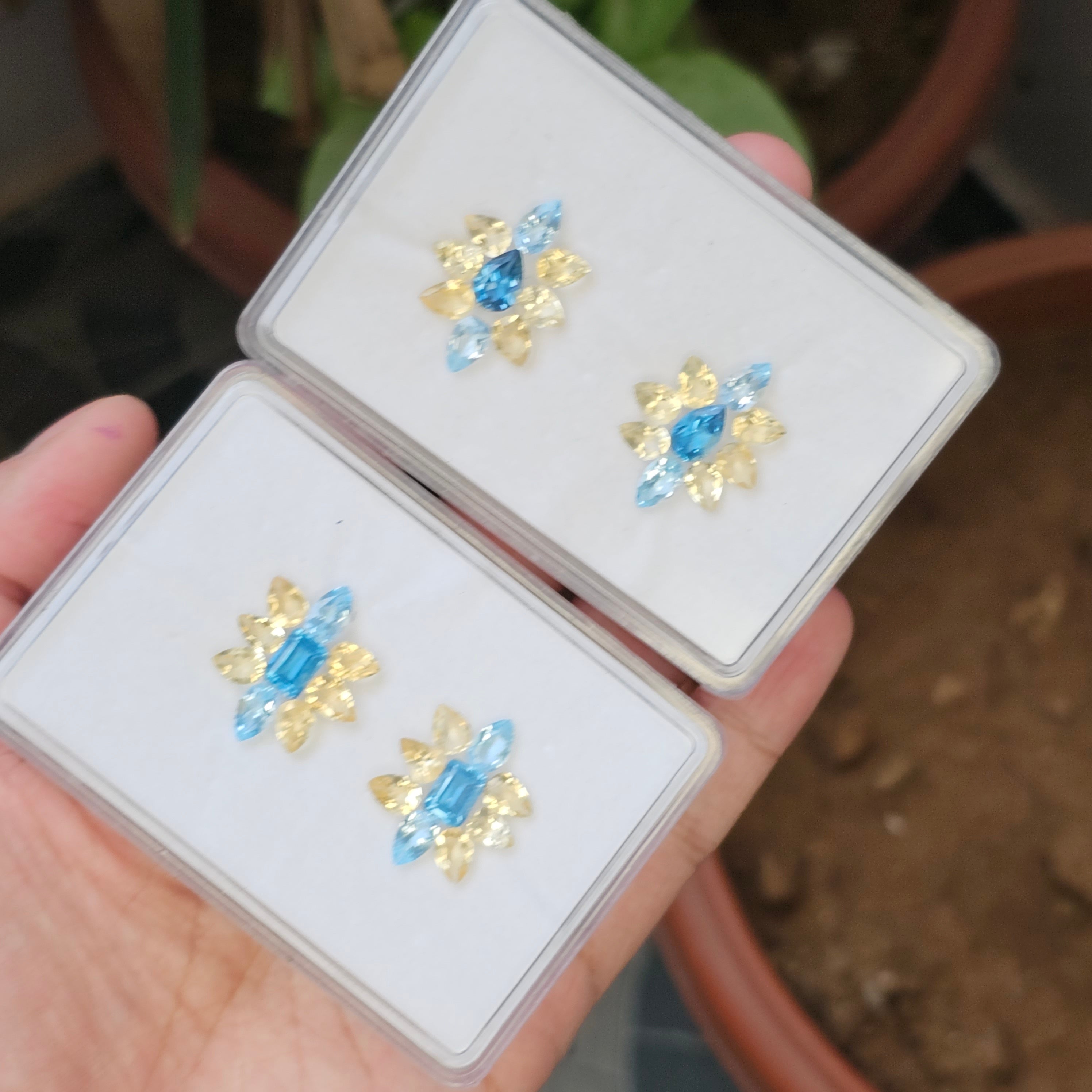 2 Box Of Natural Citrine And Swiss Blue Topaz Faceted Gemstone Mix Shape: 7-9mm - The LabradoriteKing