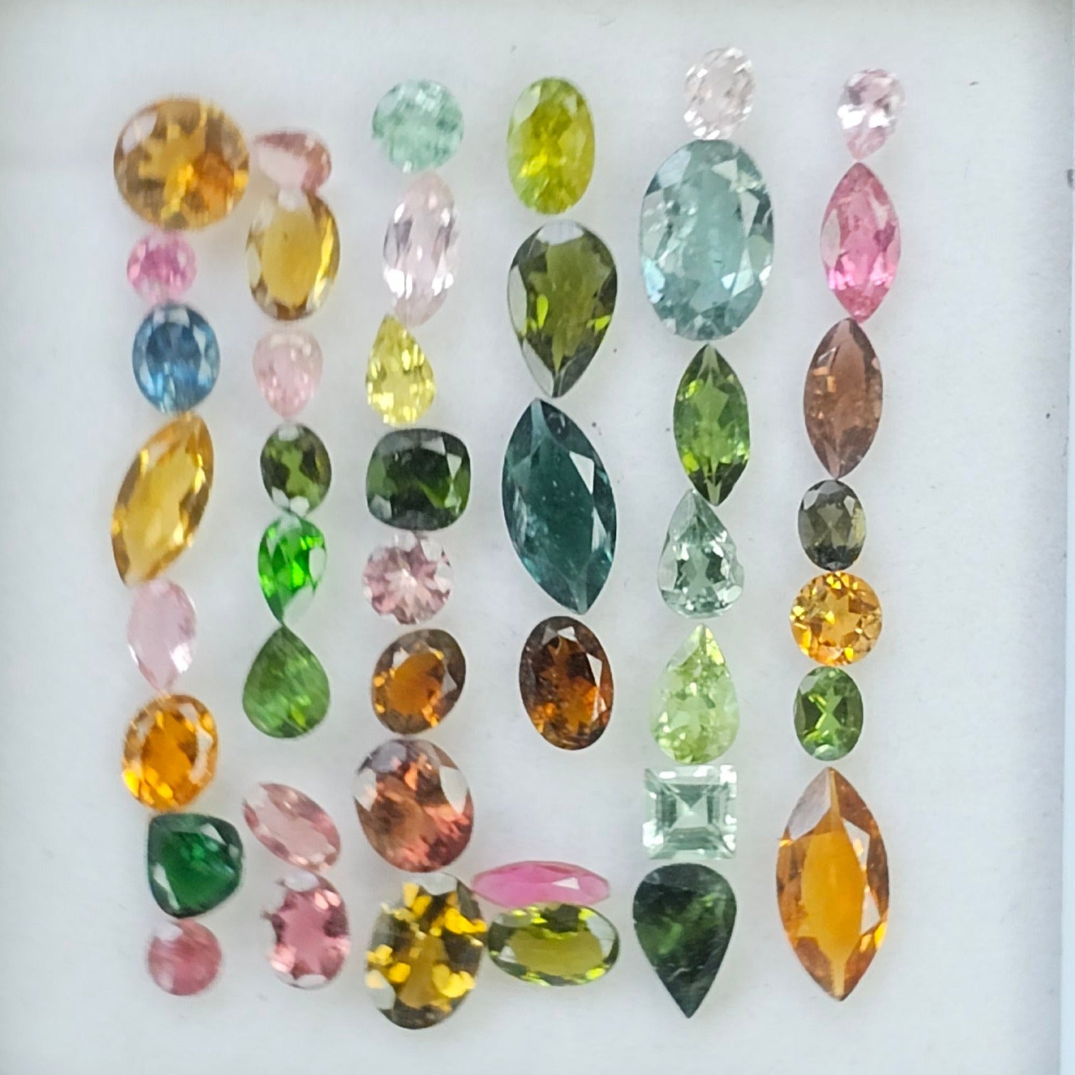 44 Pcs Natural Multi Tourmaline Faceted Gemstone Mix Shape: 6-10mm - The LabradoriteKing