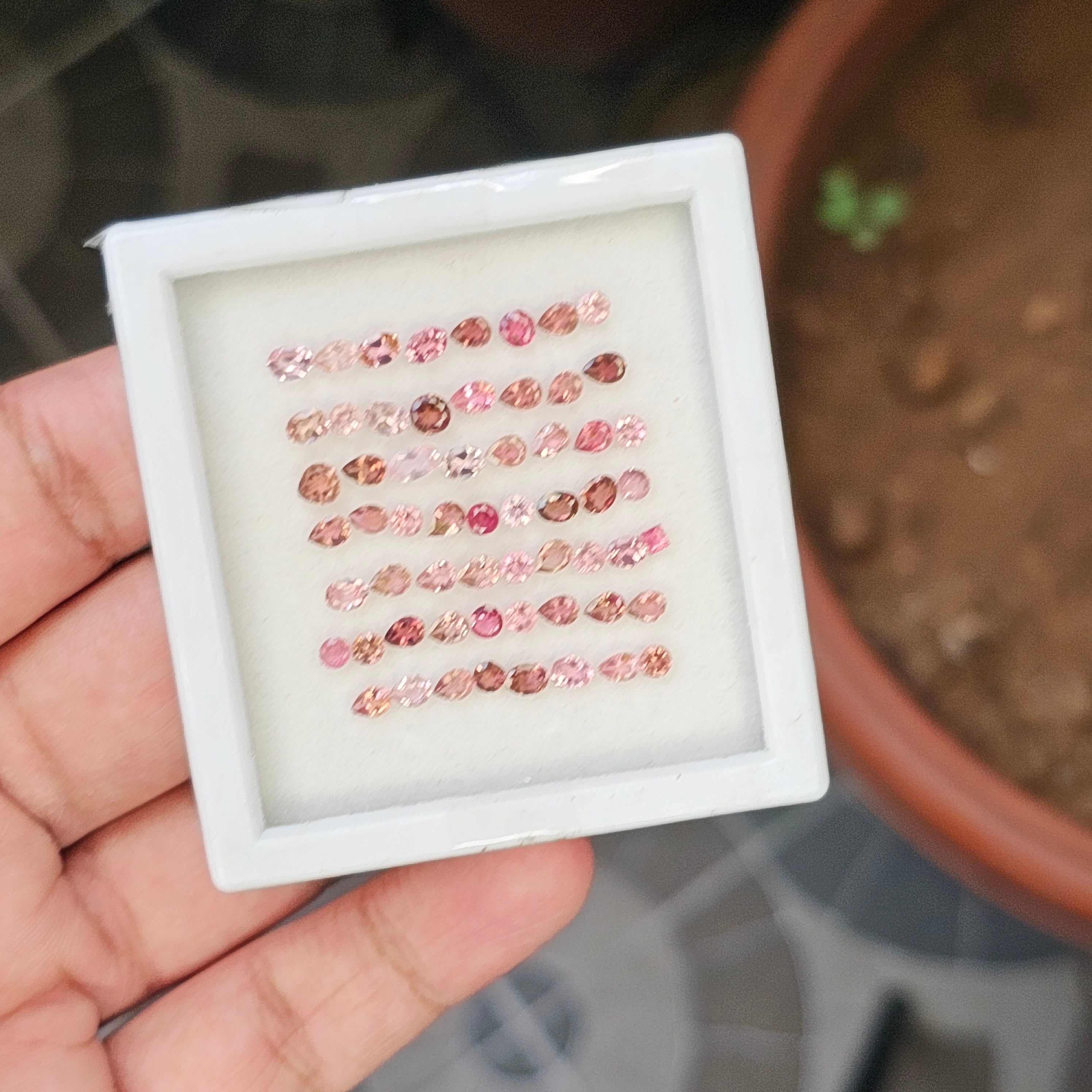 59 Pcs Natural Pink Tourmaline Faceted Gemstone Mix Shape: 2-5mm - The LabradoriteKing