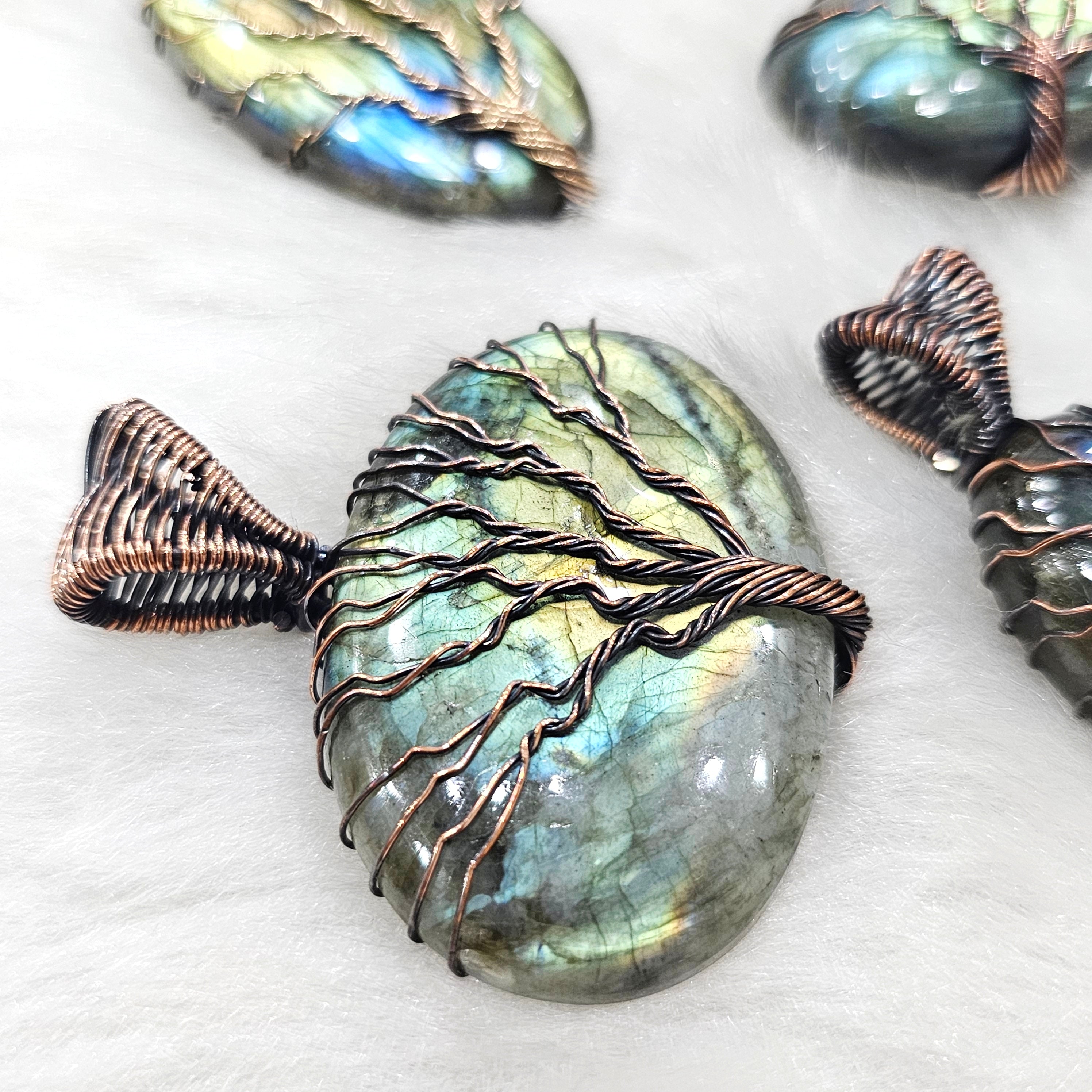 5 Units of Labradorite Pendant Wirewrapped - The LabradoriteKing