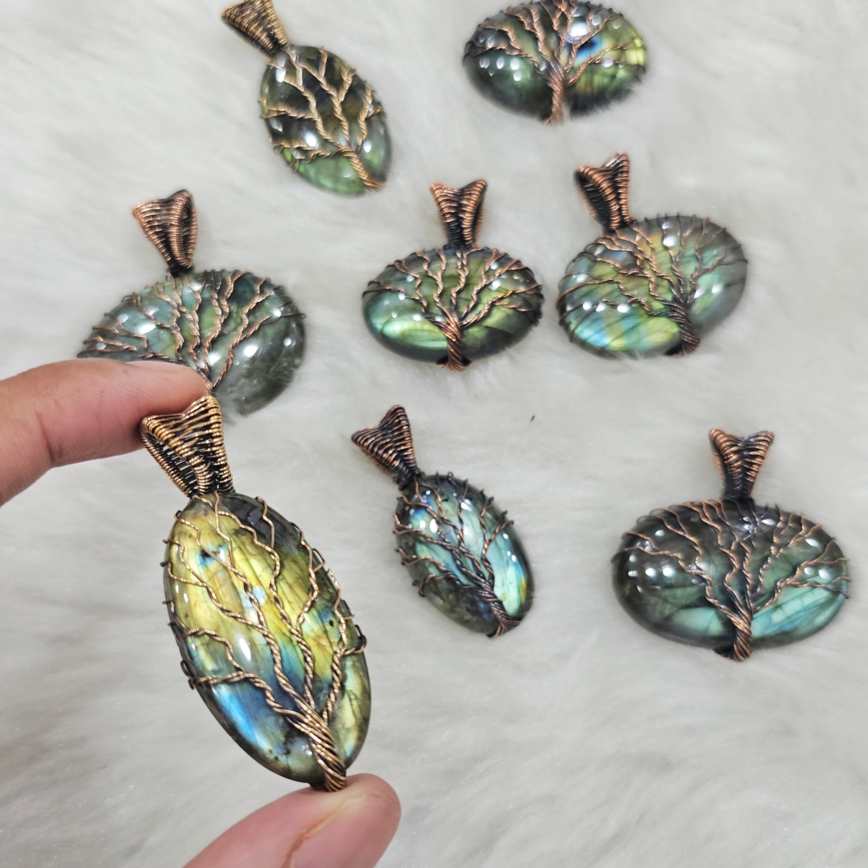 5 Units of Labradorite Pendant Wirewrapped - The LabradoriteKing