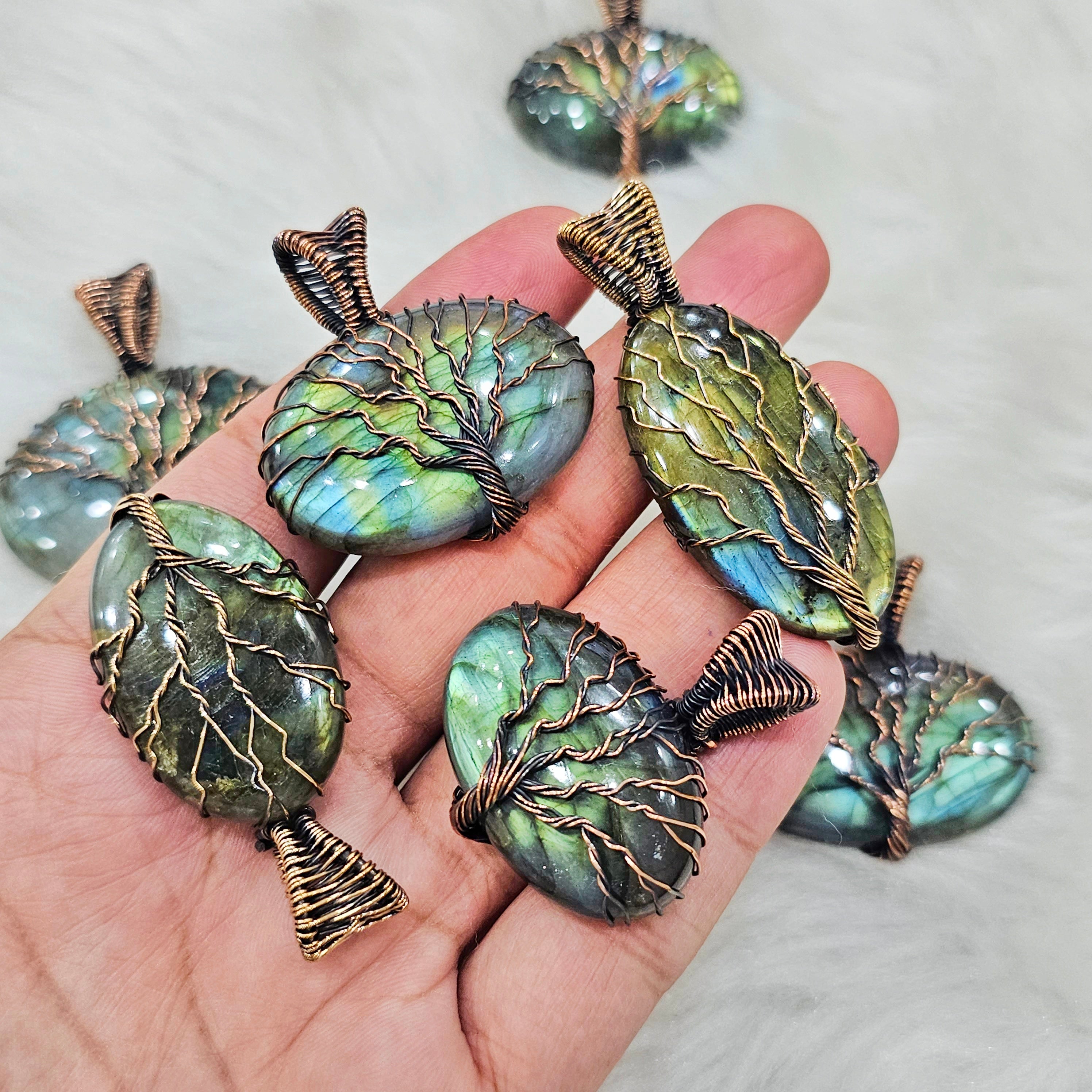 5 Units of Labradorite Pendant Wirewrapped - The LabradoriteKing