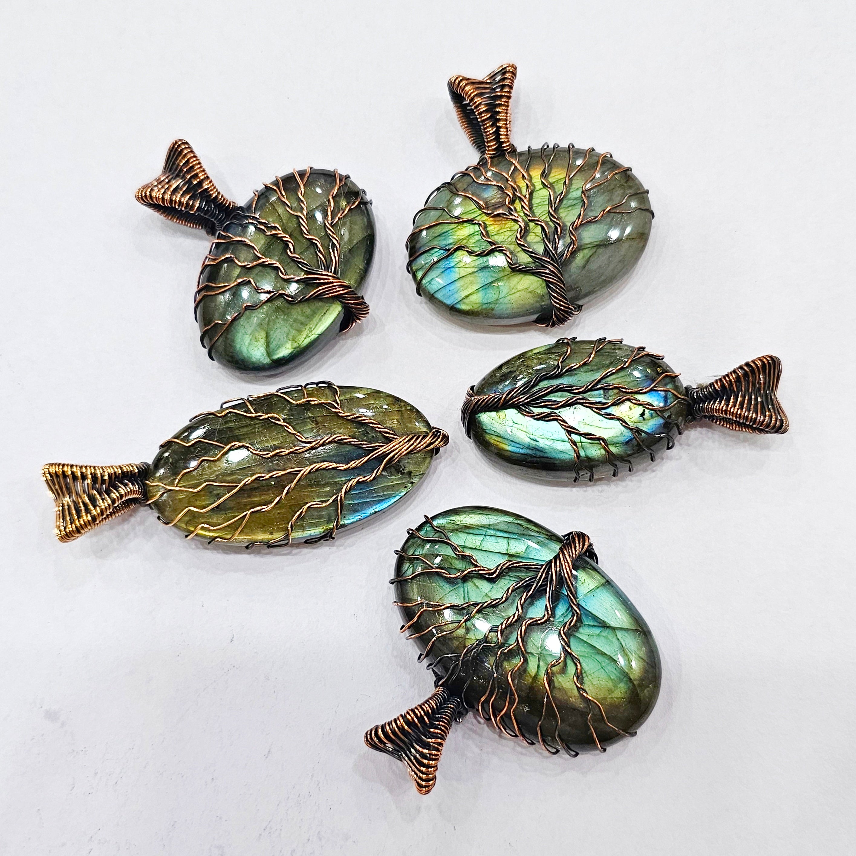 5 Units of Labradorite Pendant Wirewrapped - The LabradoriteKing