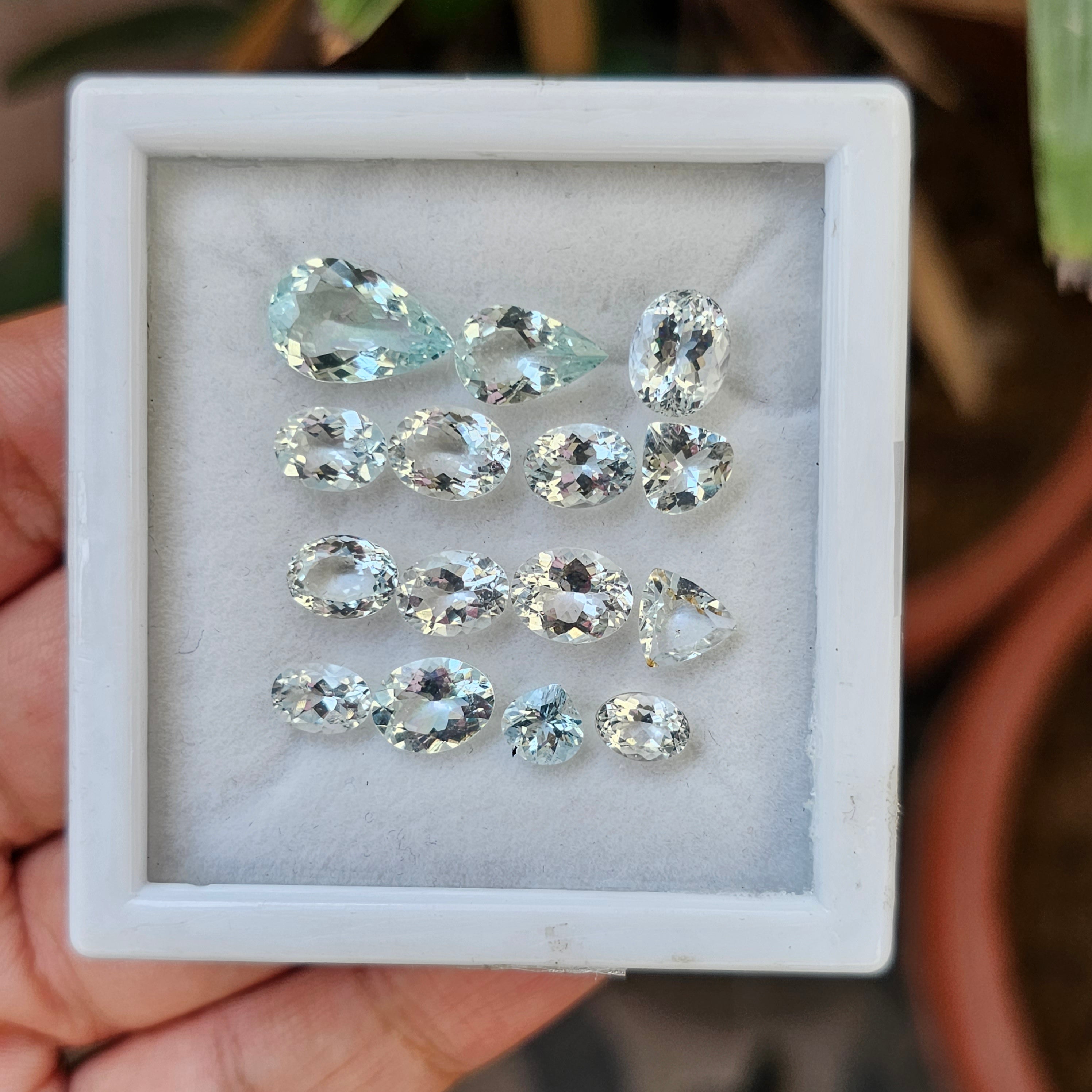 15 Pcs Natural Aquamarine Faceted Gemstone Mix Shape: | Size: 5-13mm - The LabradoriteKing