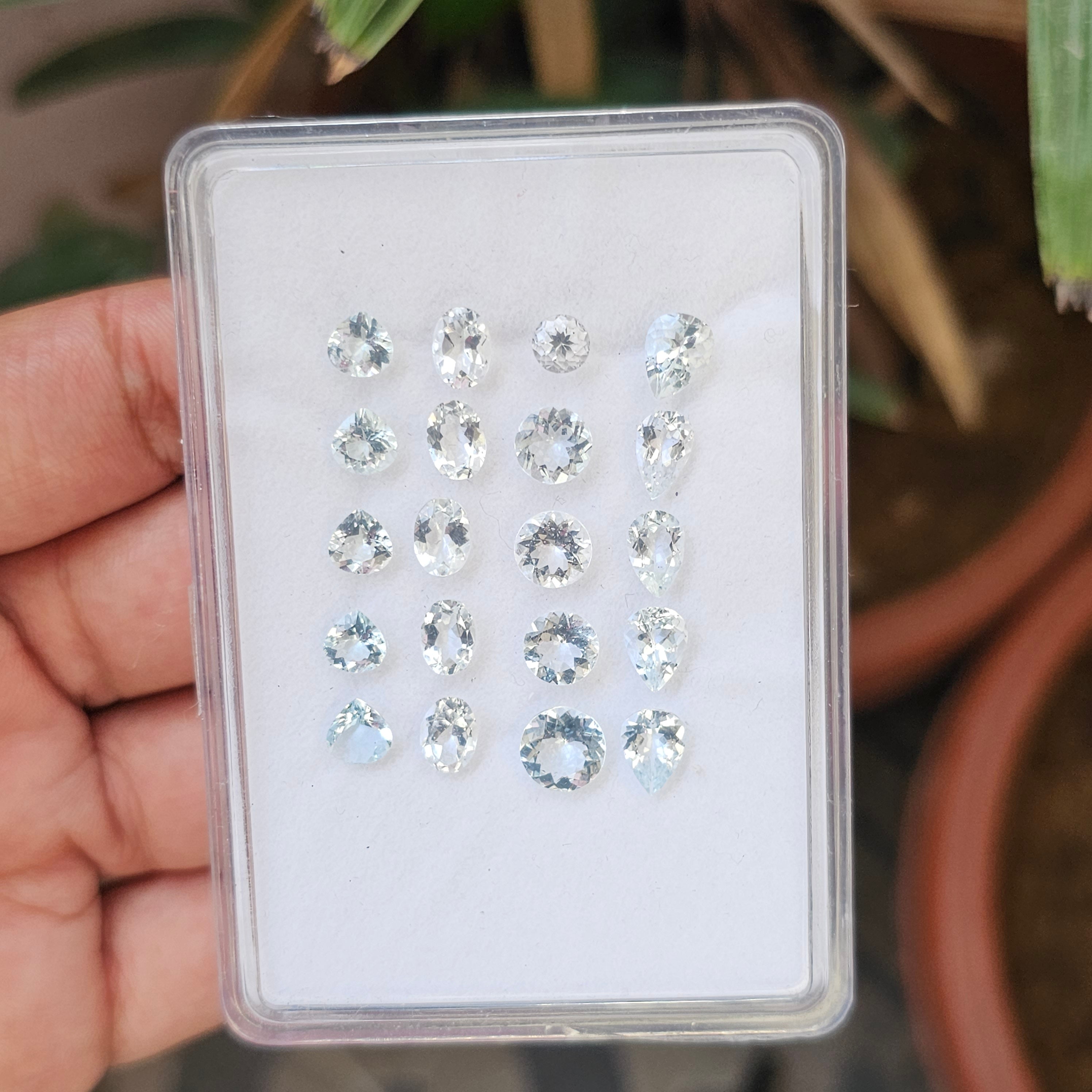 20 Pcs Natural Aquamarine Faceted Gemstone Mix Shape: | Size: 5-8mm - The LabradoriteKing