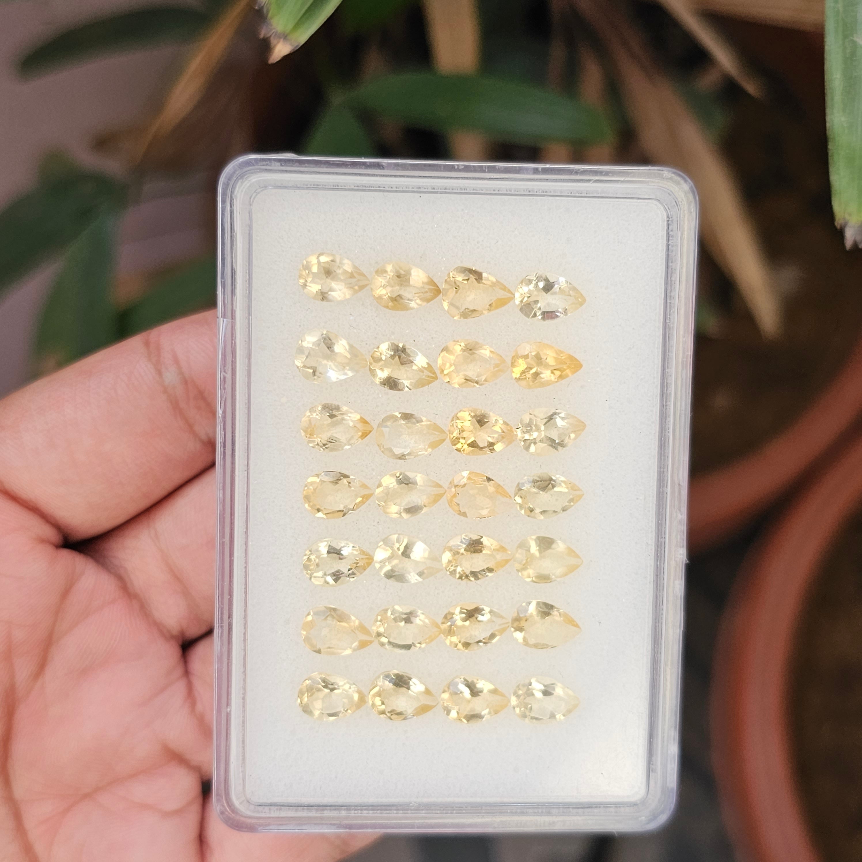 28 Pcs Natural Citrine Faceted Gemstone Pear Shape: | Size: 7-9mm - The LabradoriteKing