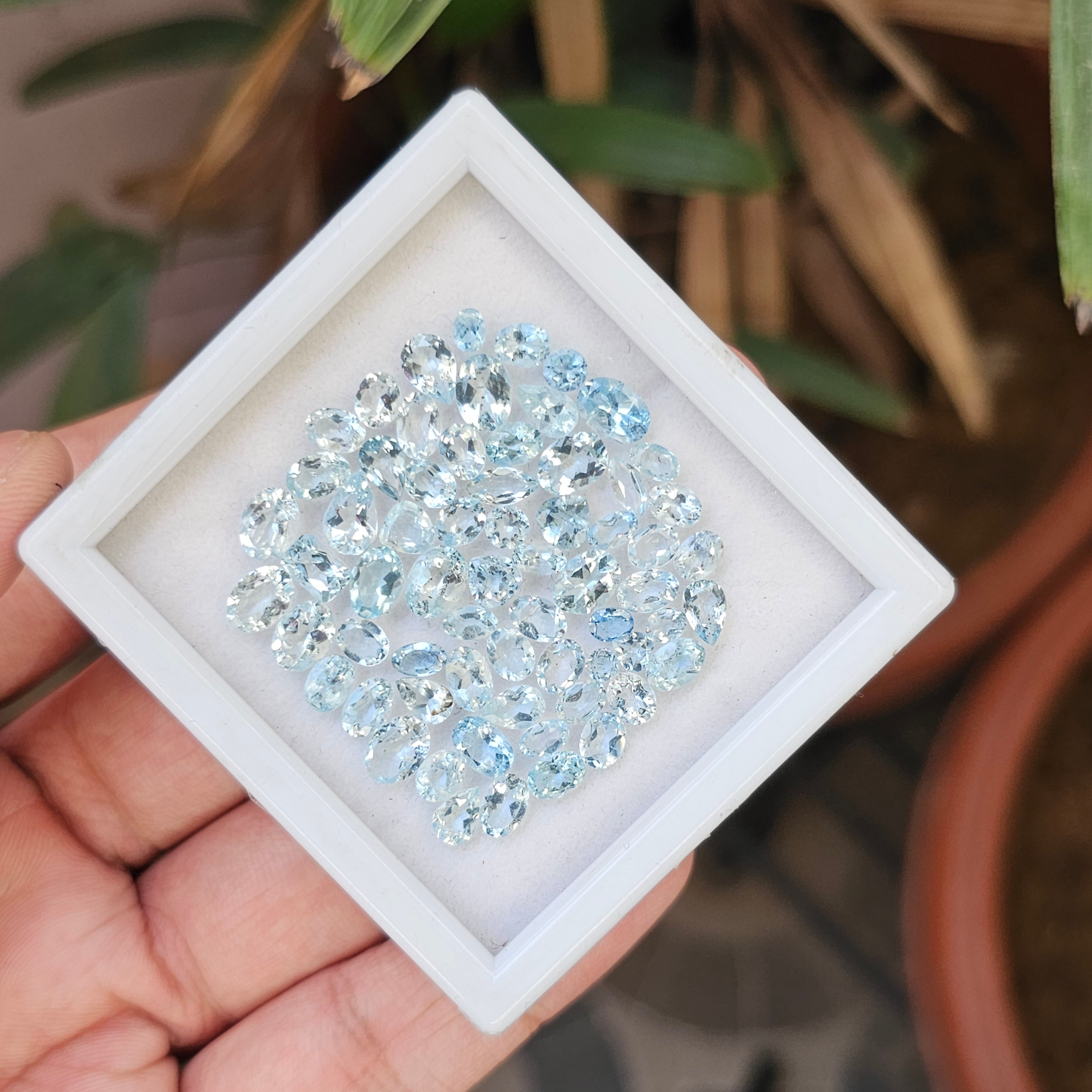 65 Pcs Natural Aquamarine Faceted Gemstone Mix Shape: | Size: 3-7mm - The LabradoriteKing