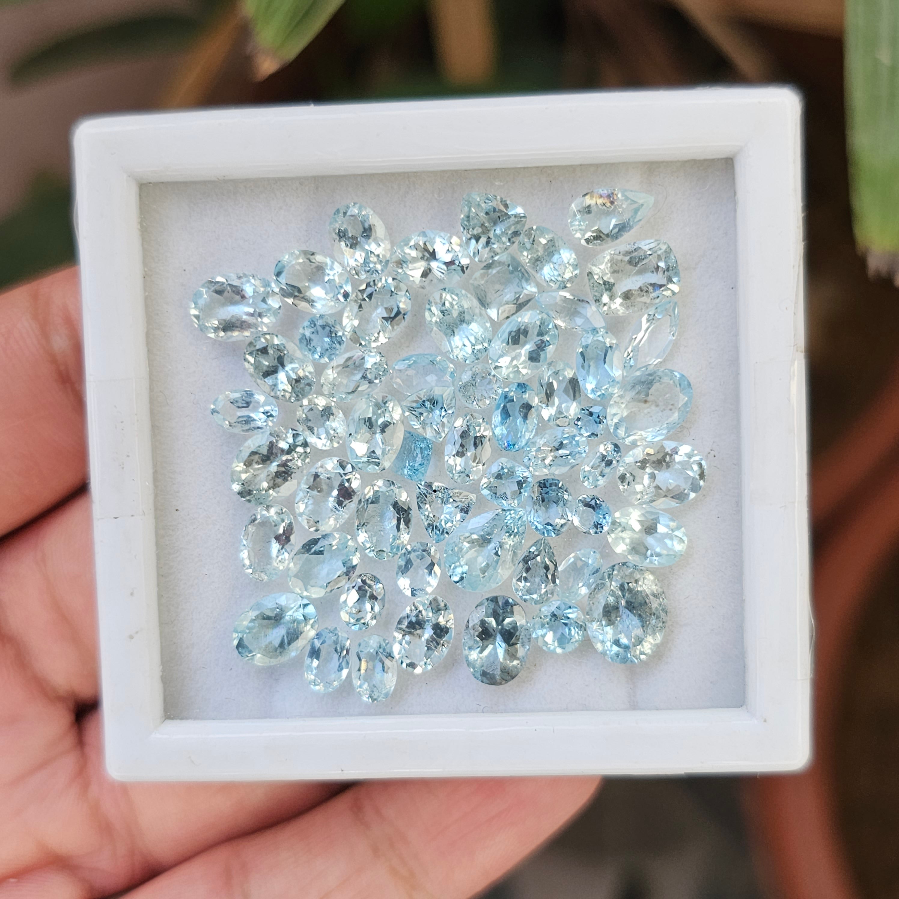55 Pcs Natural Aquamarine Faceted Gemstone Mix Shape: | Size: 3-9mm - The LabradoriteKing