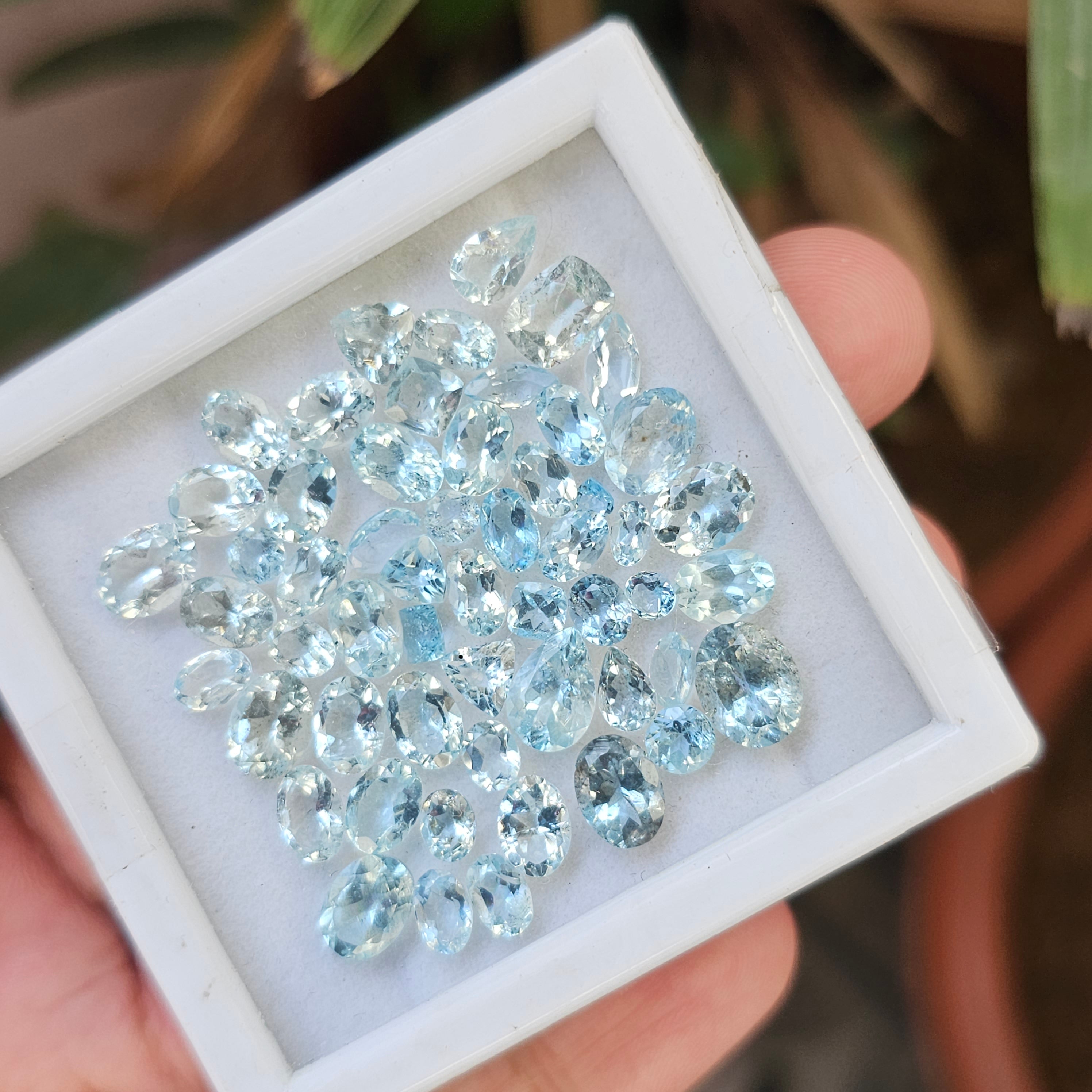 55 Pcs Natural Aquamarine Faceted Gemstone Mix Shape: | Size: 3-9mm - The LabradoriteKing