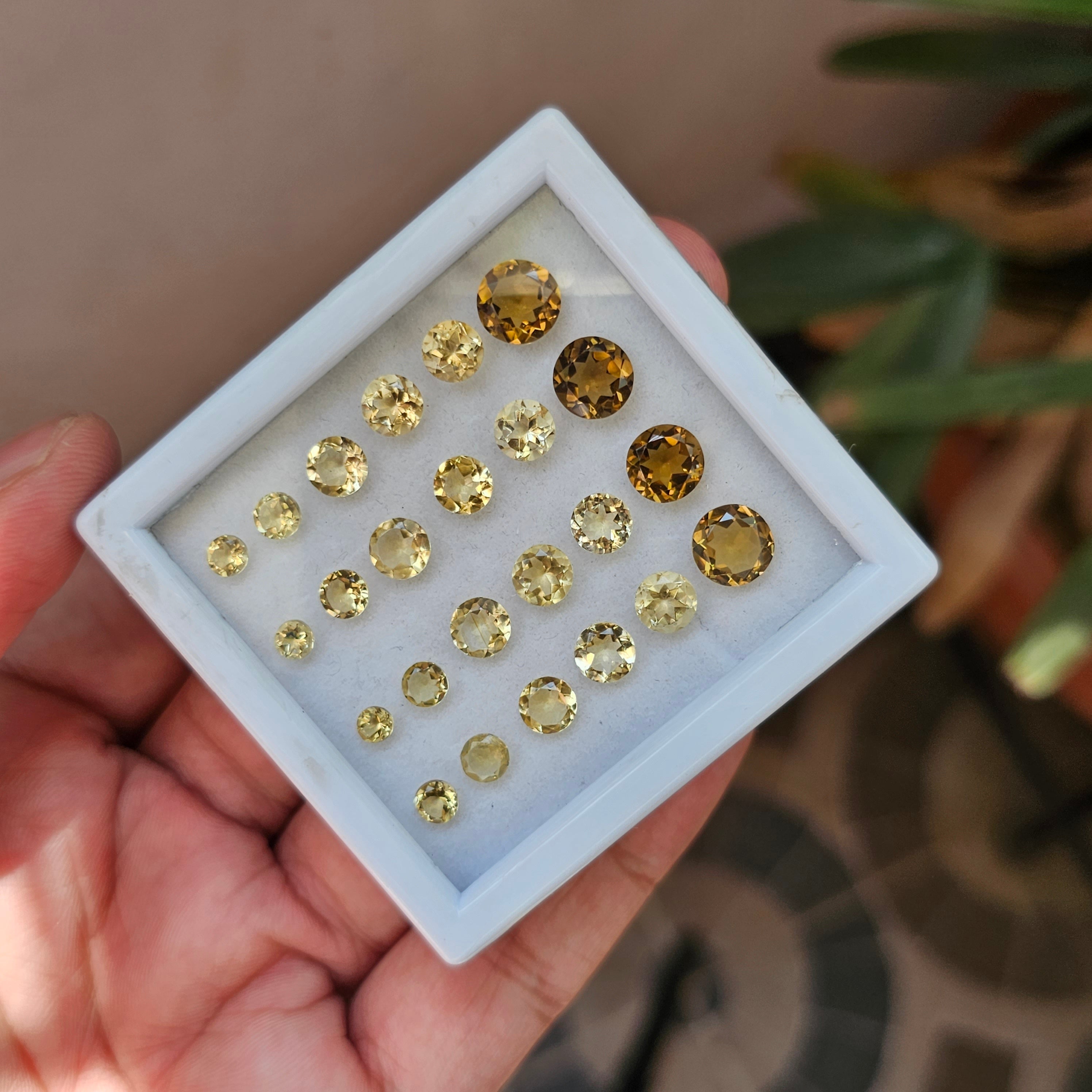 24 Pcs Natural Citrine And Lemon Faceted Gemstone Round Shape: | Size: 4-8mm - The LabradoriteKing