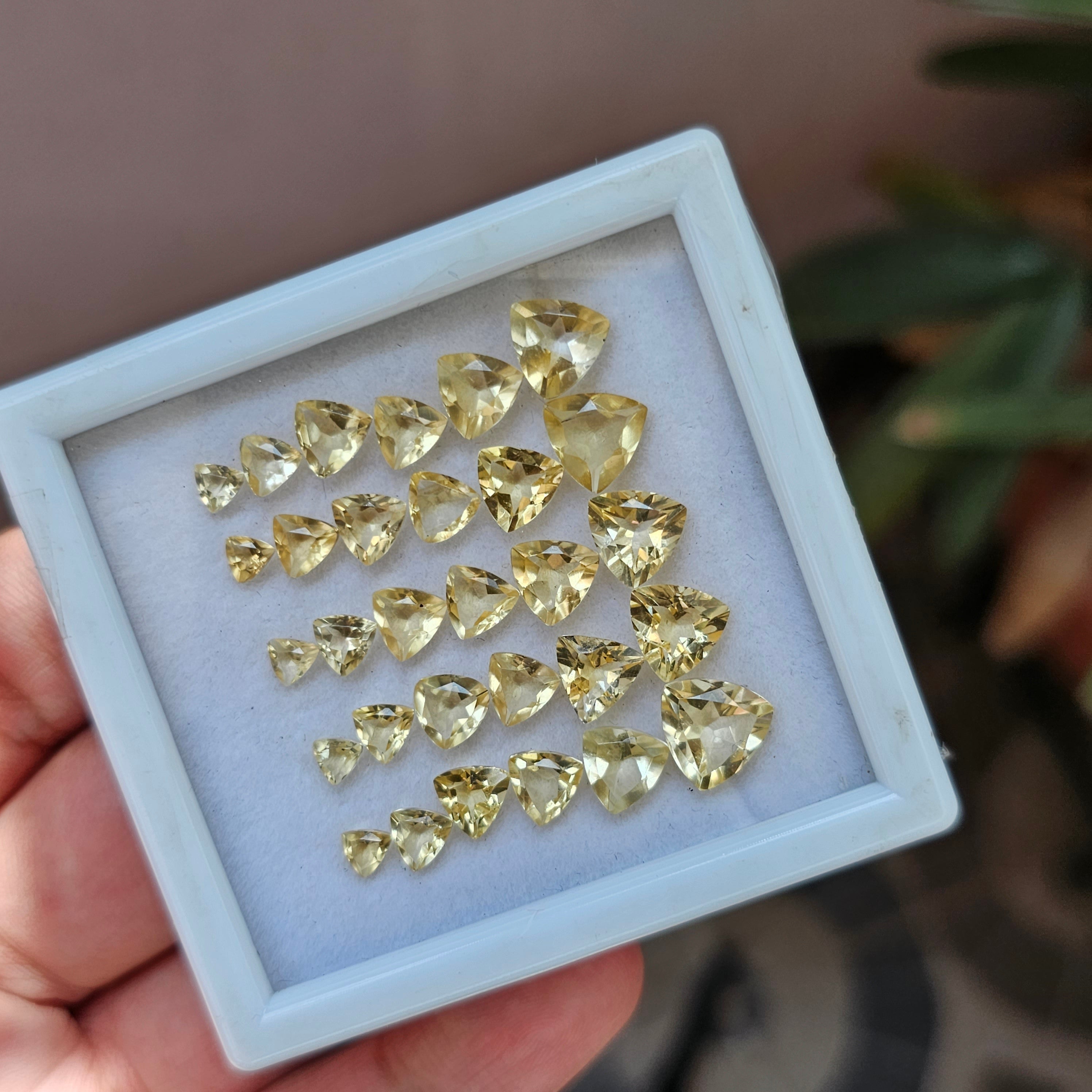 30 Pcs Natural Citrine Faceted Gemstone Trillion Shape: | Size: 4-9mm - The LabradoriteKing