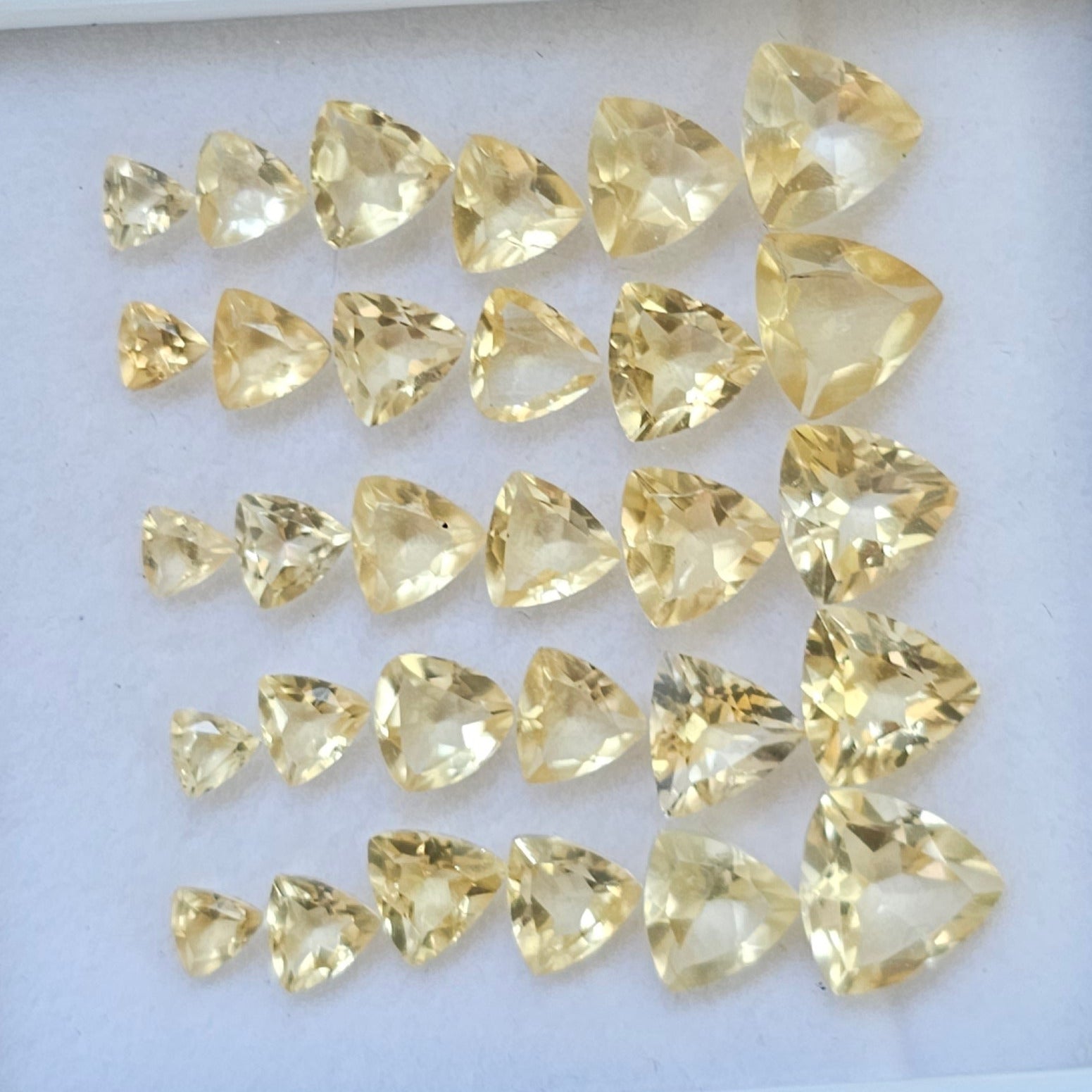 30 Pcs Natural Citrine Faceted Gemstone Trillion Shape: | Size: 4-9mm - The LabradoriteKing