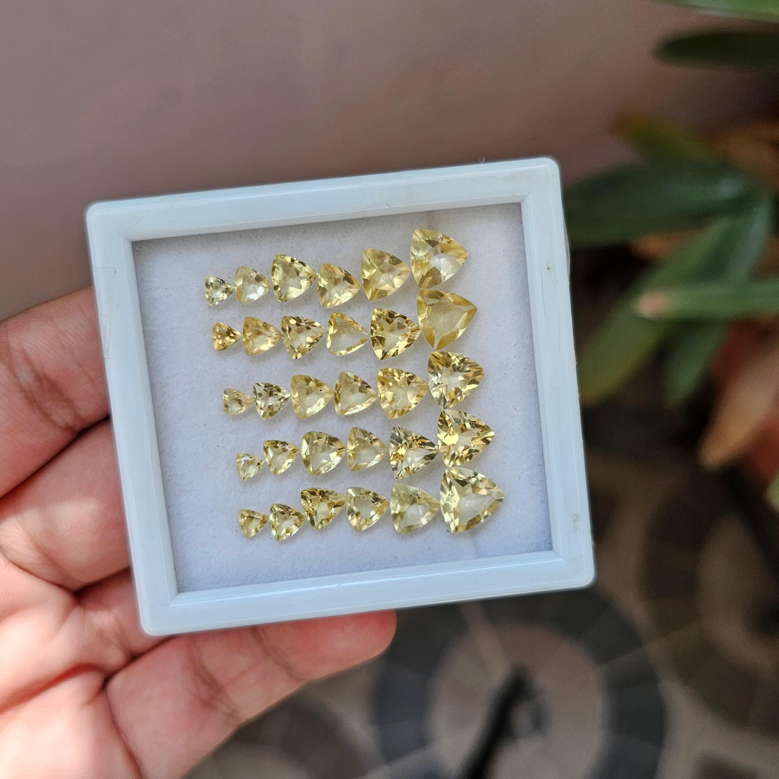 30 Pcs Natural Citrine Faceted Gemstone Trillion Shape: | Size: 4-9mm - The LabradoriteKing