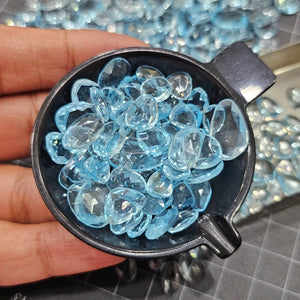 20 Pcs Blue Topaz Rosecuts | 8-15mm Size | Flat Back Rosecuts - The LabradoriteKing