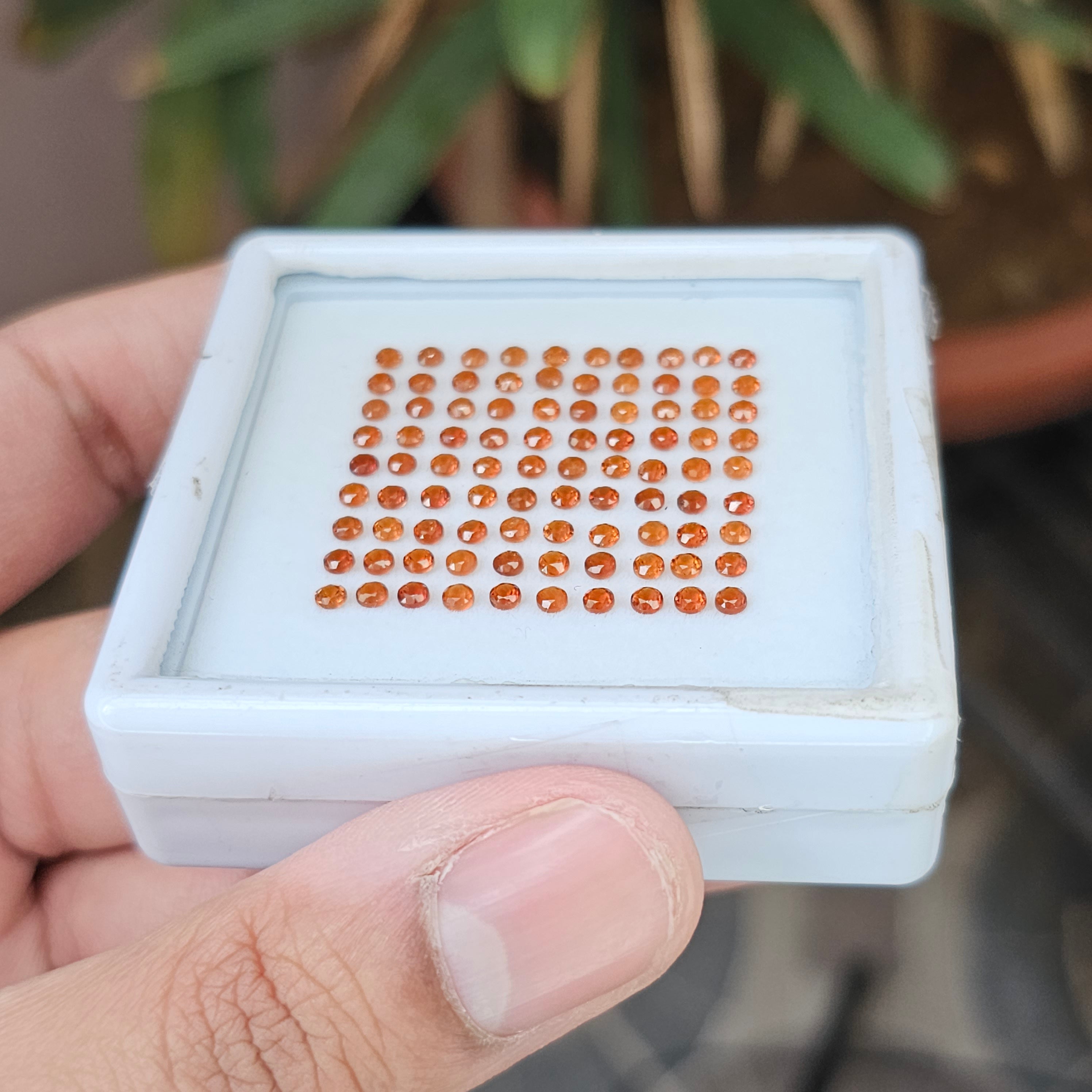 90 Pcs Natural Hessonite Garnet Faceted Gemstone Round Shape: | Size: 2.5mm - The LabradoriteKing