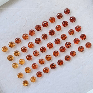 50 Pcs Natural Hessonite Garnet Faceted Gemstone Round Shape: | Size: 2.5mm - The LabradoriteKing