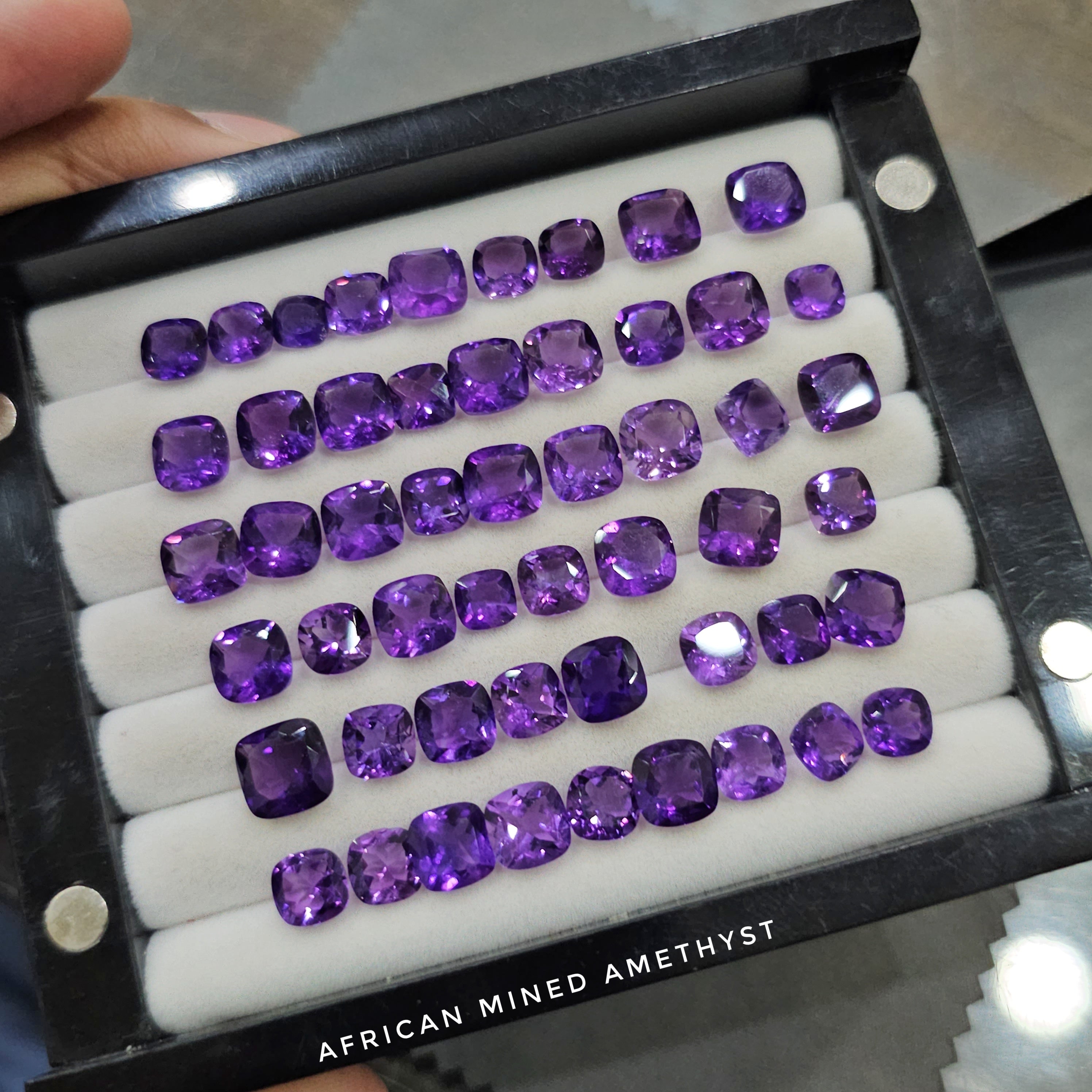 15 Pcs of Amethyst  Cushion | Flawless 5mm to 8mm - The LabradoriteKing