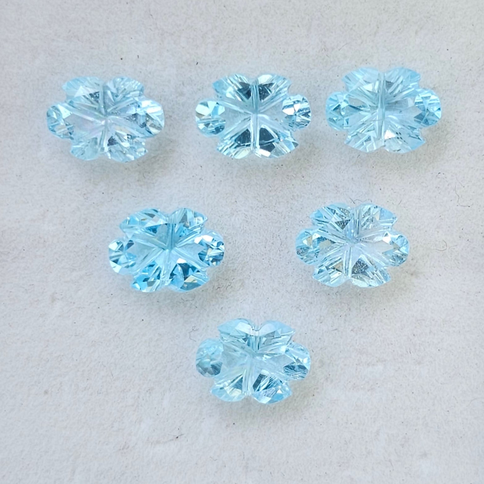 6 Pcs Natural Blue Topaz Carved Gemstone  Earring Set Oval Shape: | Size: 7-9mm - The LabradoriteKing