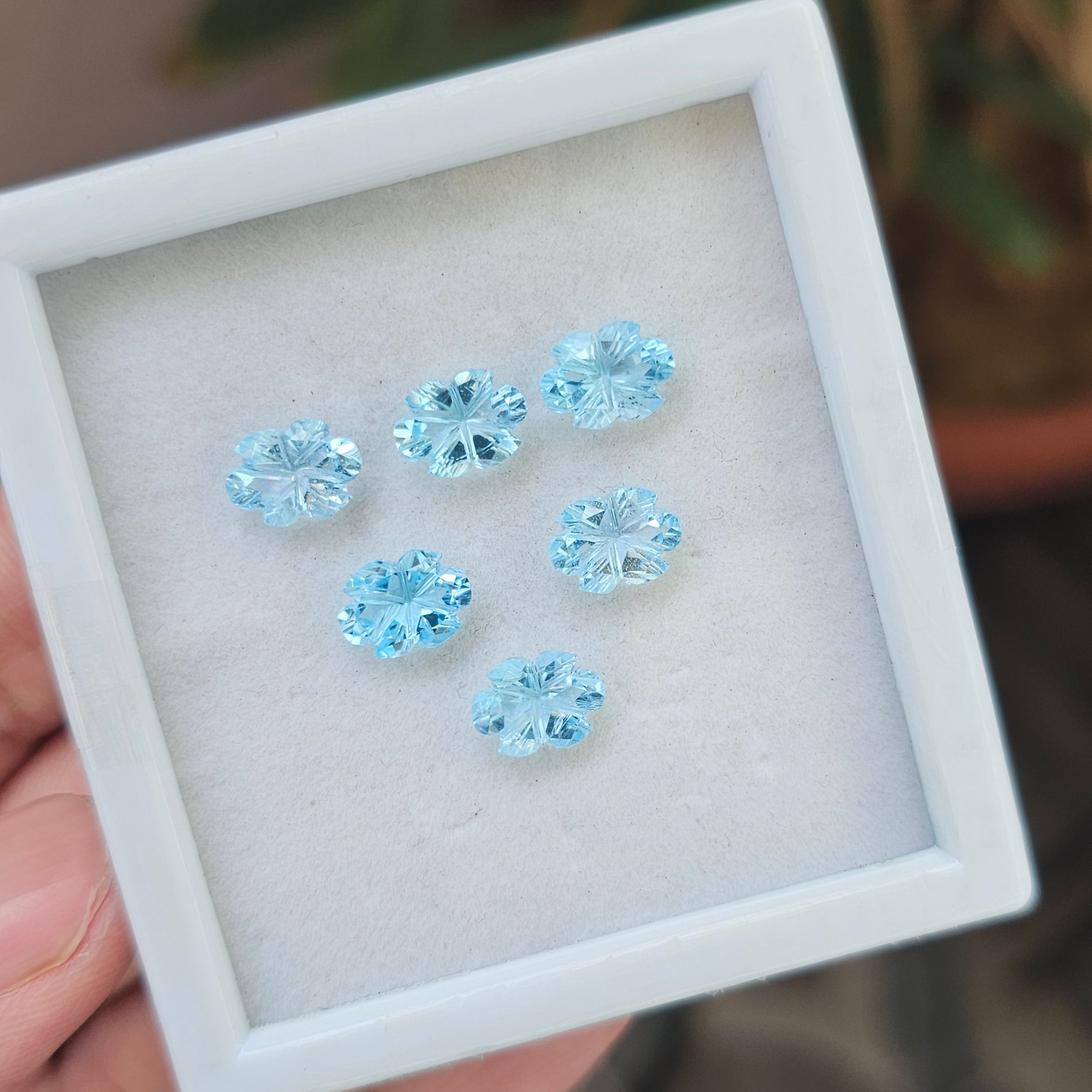 6 Pcs Natural Blue Topaz Carved Gemstone  Earring Set Oval Shape: | Size: 7-9mm - The LabradoriteKing