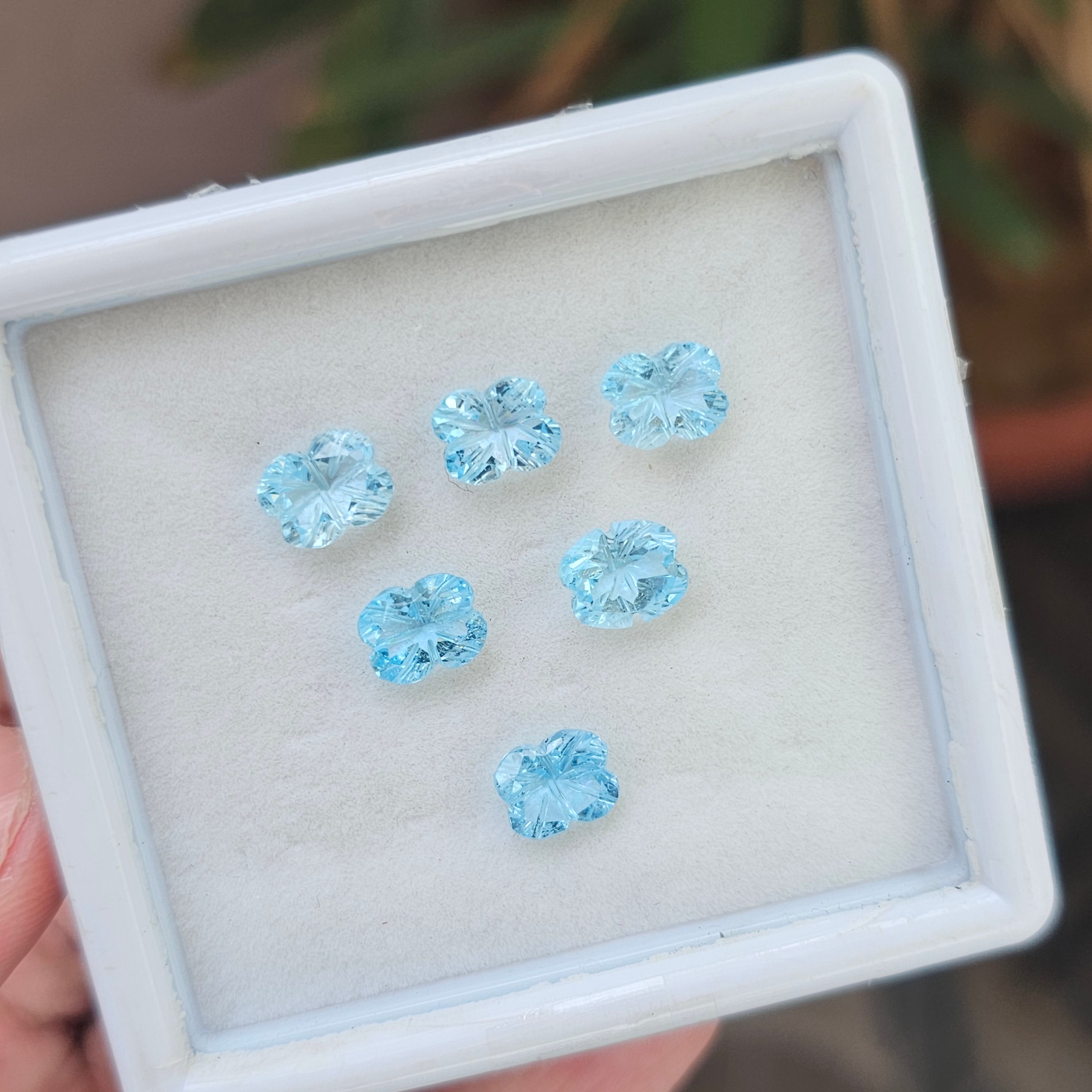 6 Pcs Natural Blue Topaz Carved Gemstone  Earring Set Oval Shape: | Size: 6-8mm - The LabradoriteKing