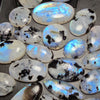 10 Pcs Rainbow Moonstone with Blue Flash and Black Tourmalines - The LabradoriteKing