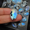 10 Pcs Rainbow Moonstone with Blue Flash and Black Tourmalines - The LabradoriteKing