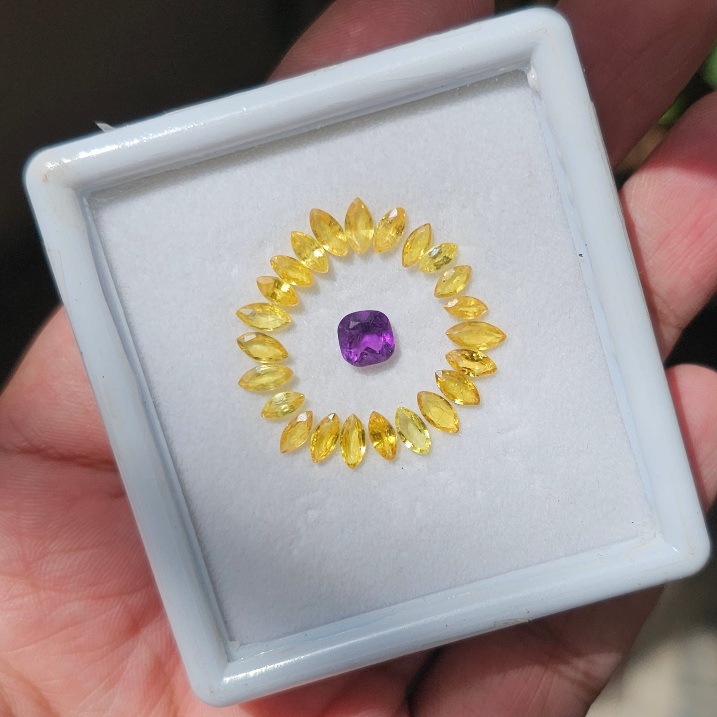 24 Pcs Natural Yellow Sapphire & Amethyst Faceted Gemstone Square And Marquise Shape: | Size: 3-6mm - The LabradoriteKing
