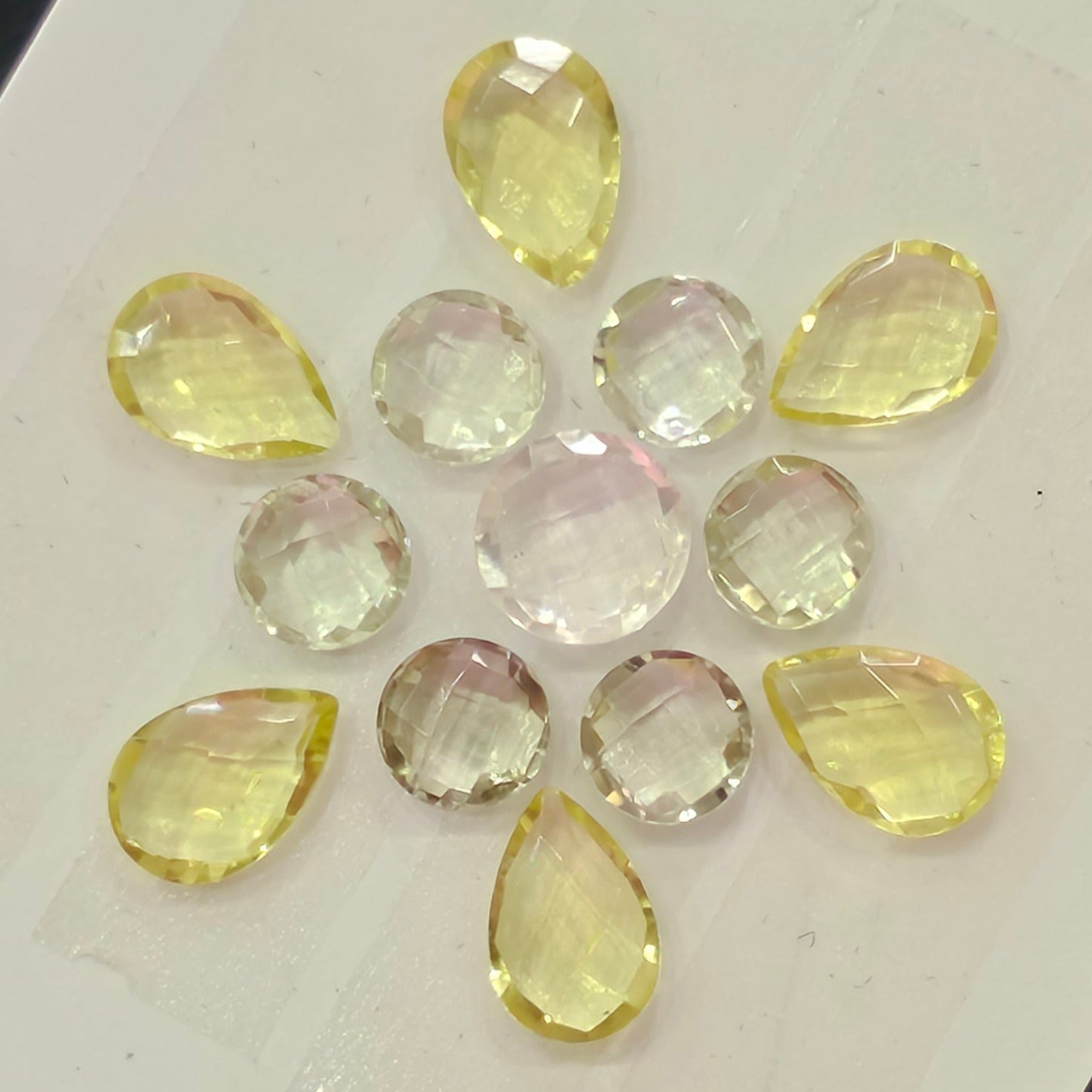 13  Pcs Natural Mix Quartz Gemstone Faceted Round And Pear Shape: | Size: 8-12mm - The LabradoriteKing