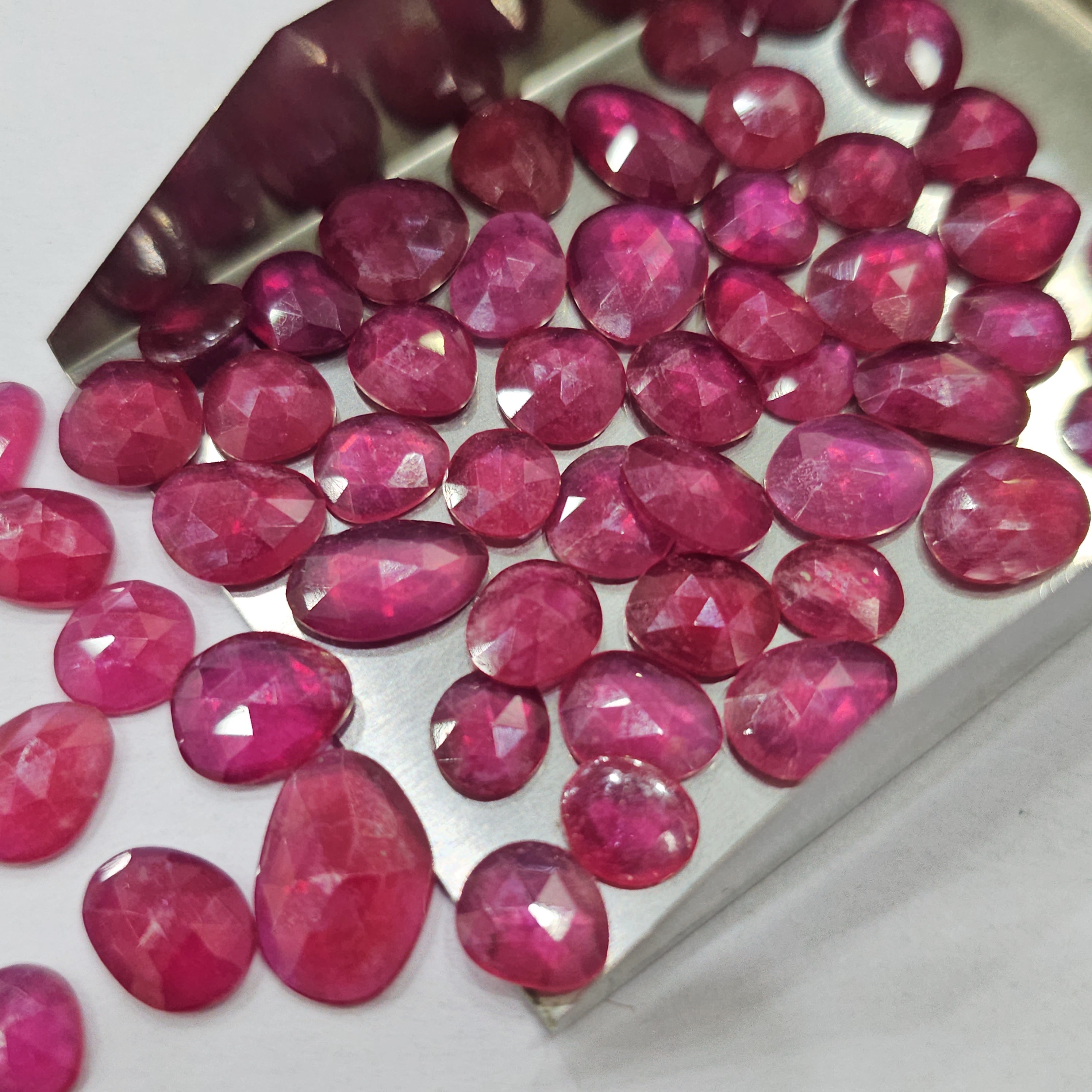 10 Pcs Ruby Rosecuts | Flat backs | 7-12mm - The LabradoriteKing