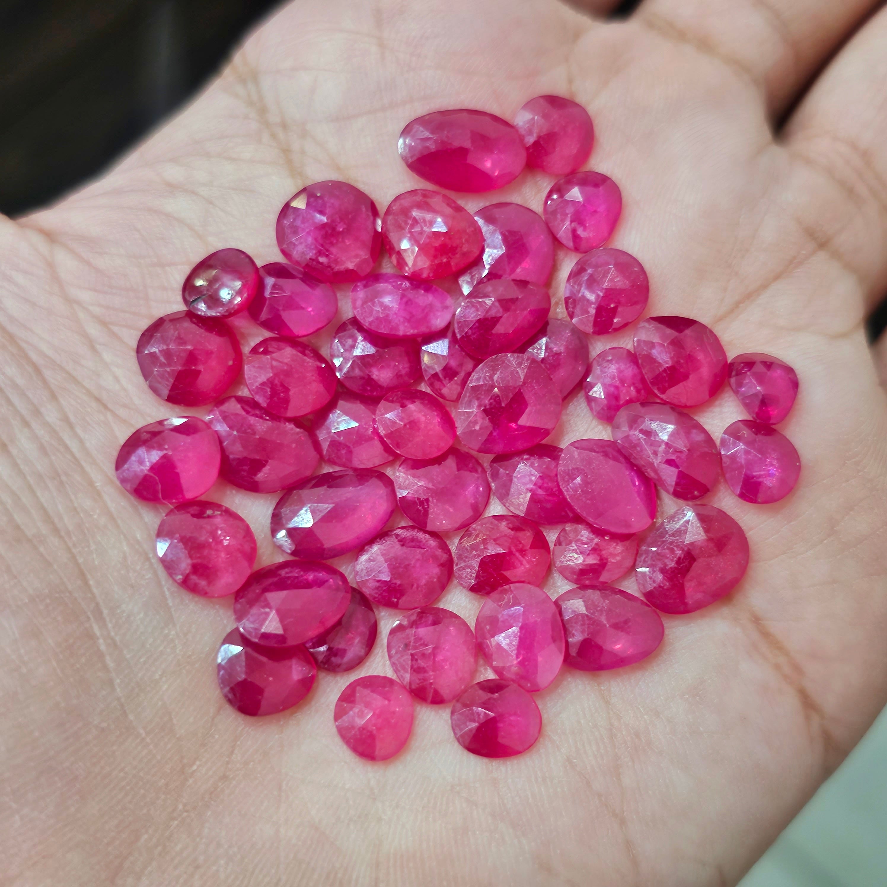 10 Pcs Ruby Rosecuts | Flat backs | 7-12mm - The LabradoriteKing