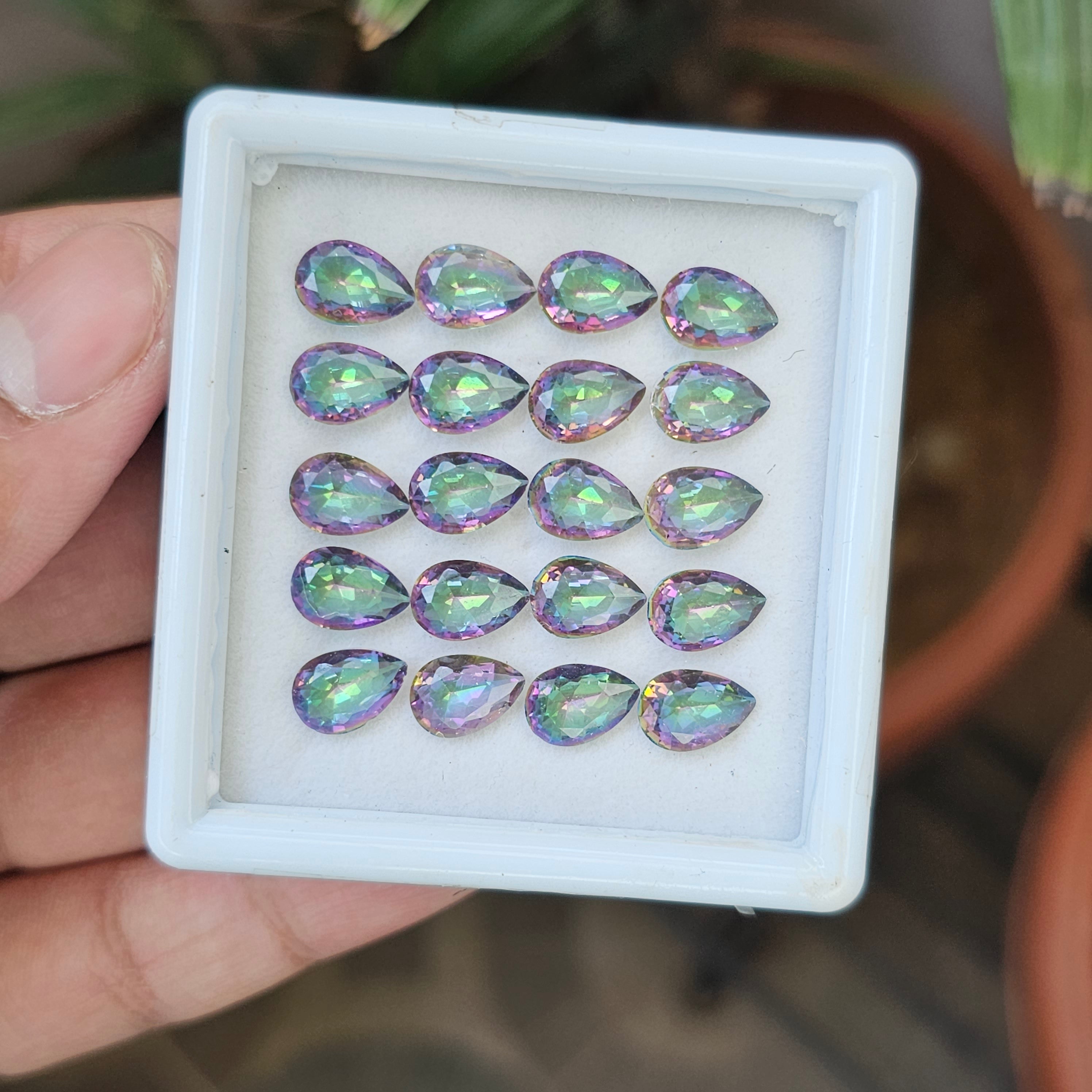 20 Pcs Natural Mystic Quartz Faceted Gemstone Shape: Round | Size: 10x7mm - The LabradoriteKing