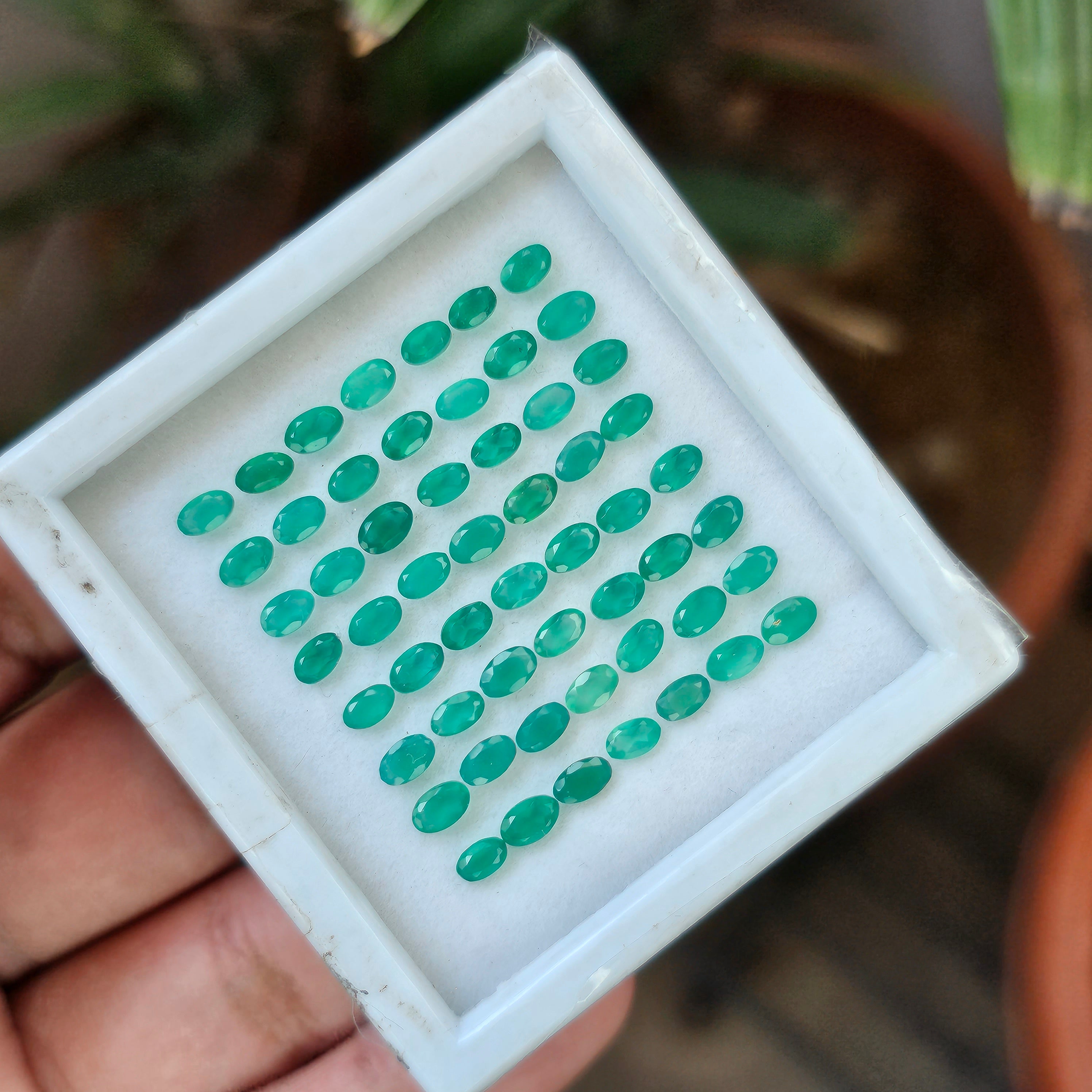 56 Pcs Natural Green Onyx Faceted Gemstone Shape: Oval| Size: 5x3mm - The LabradoriteKing