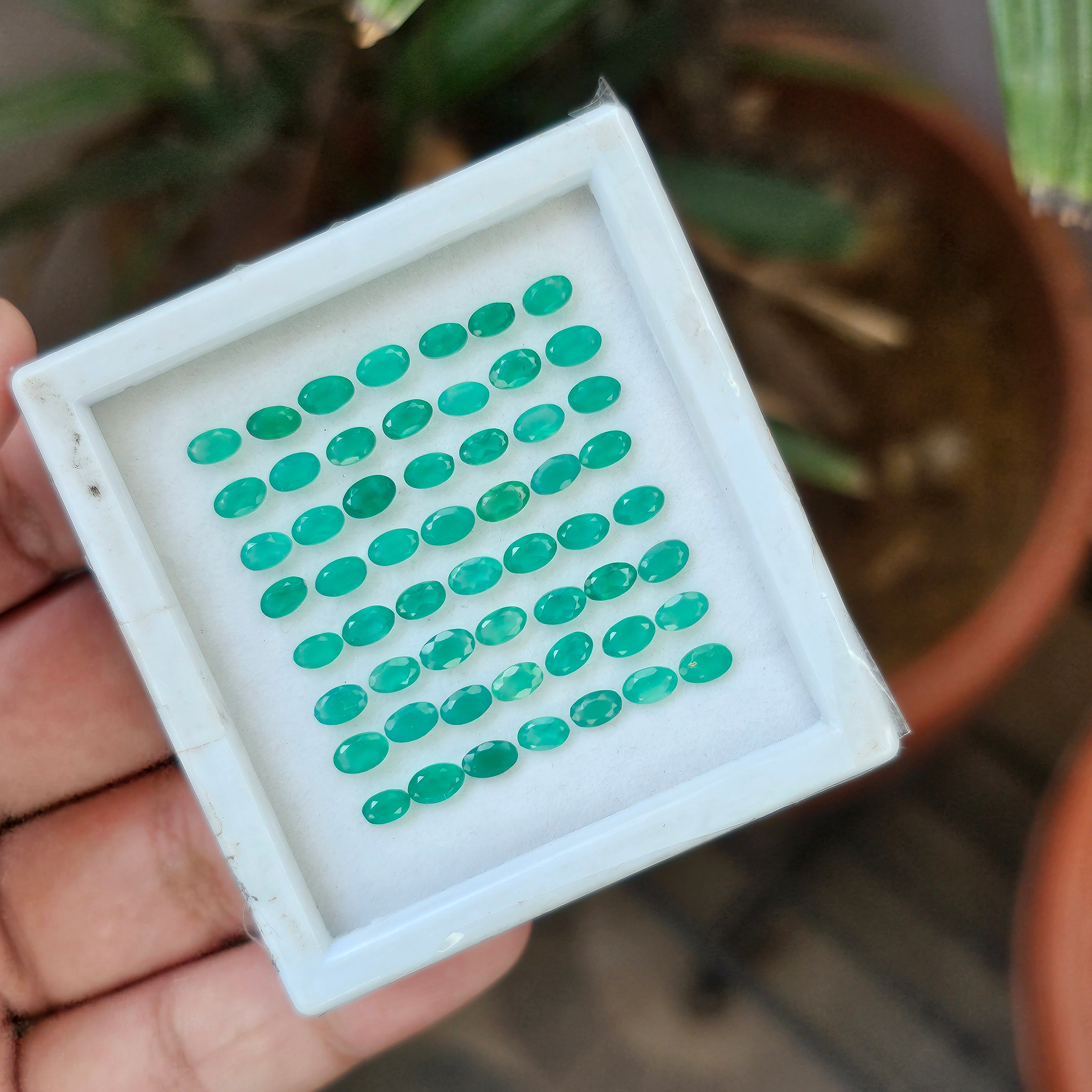 56 Pcs Natural Green Onyx Faceted Gemstone Shape: Oval| Size: 5x3mm - The LabradoriteKing