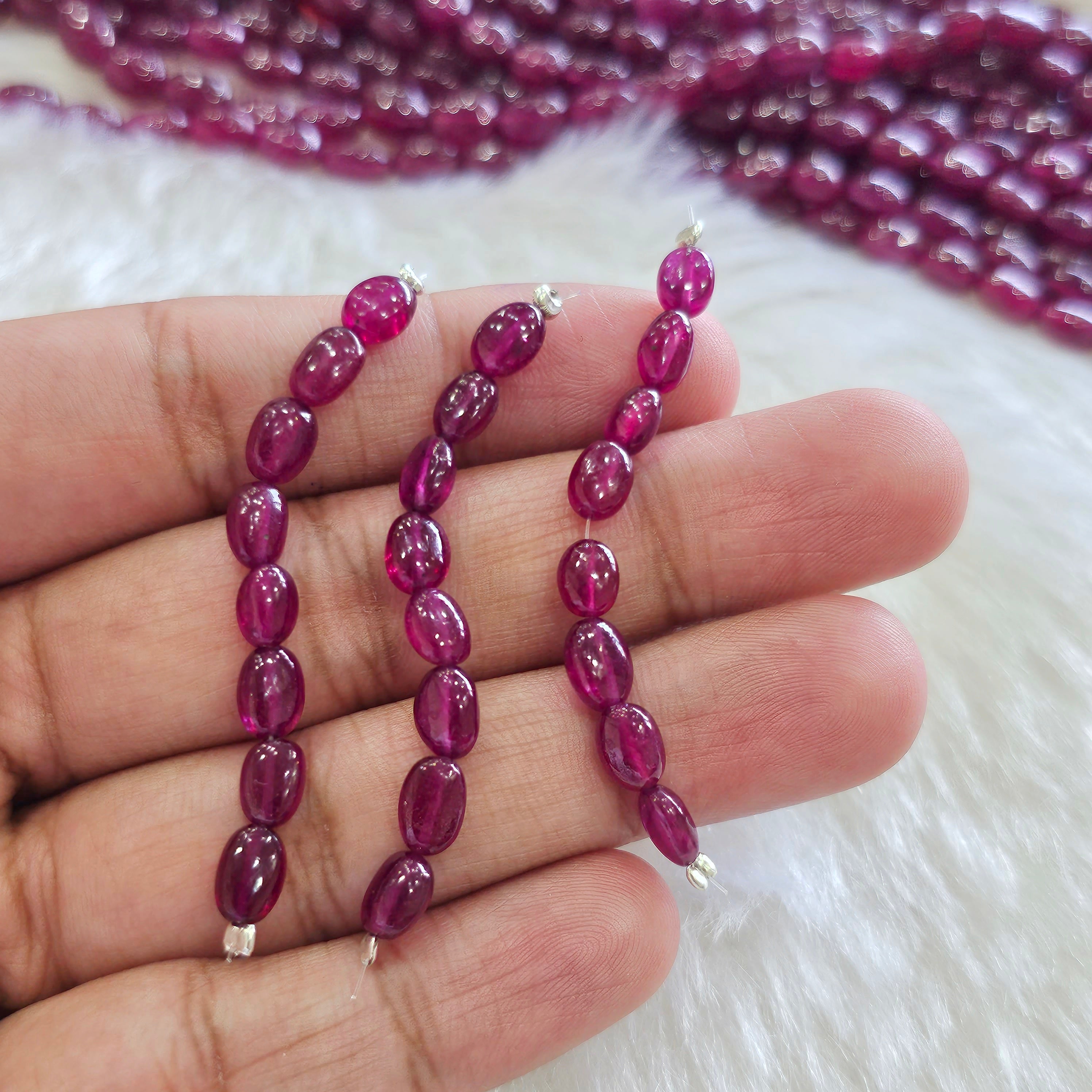 String of Natural Ruby Tumble Beads 2.5 inches  | Beads Size: 7x5mm - The LabradoriteKing