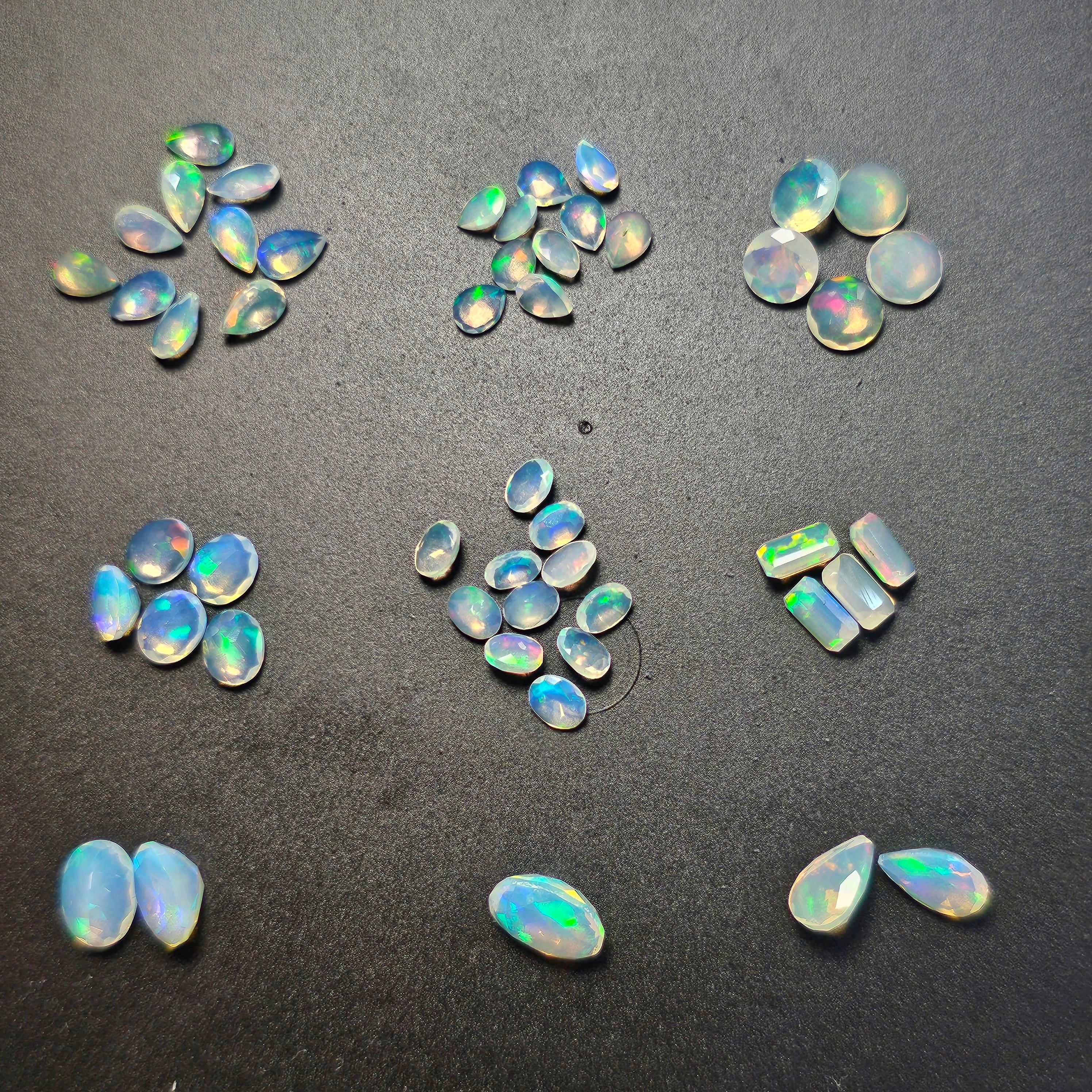 8 Assorted Faceted Natural Welo Opals Set | 4mm to 8mm - The LabradoriteKing