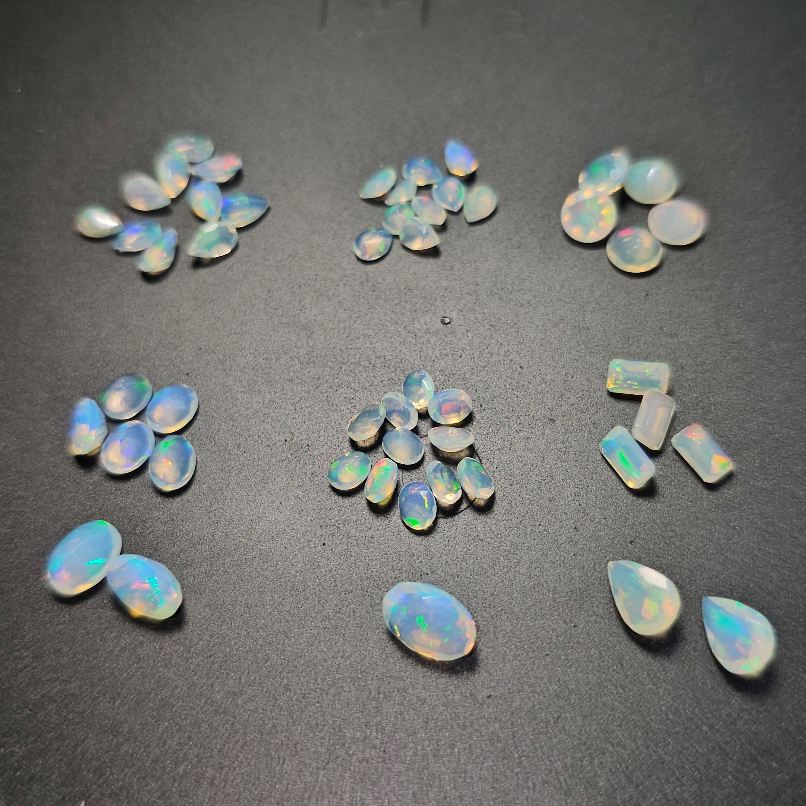 8 Assorted Faceted Natural Welo Opals Set | 4mm to 8mm - The LabradoriteKing