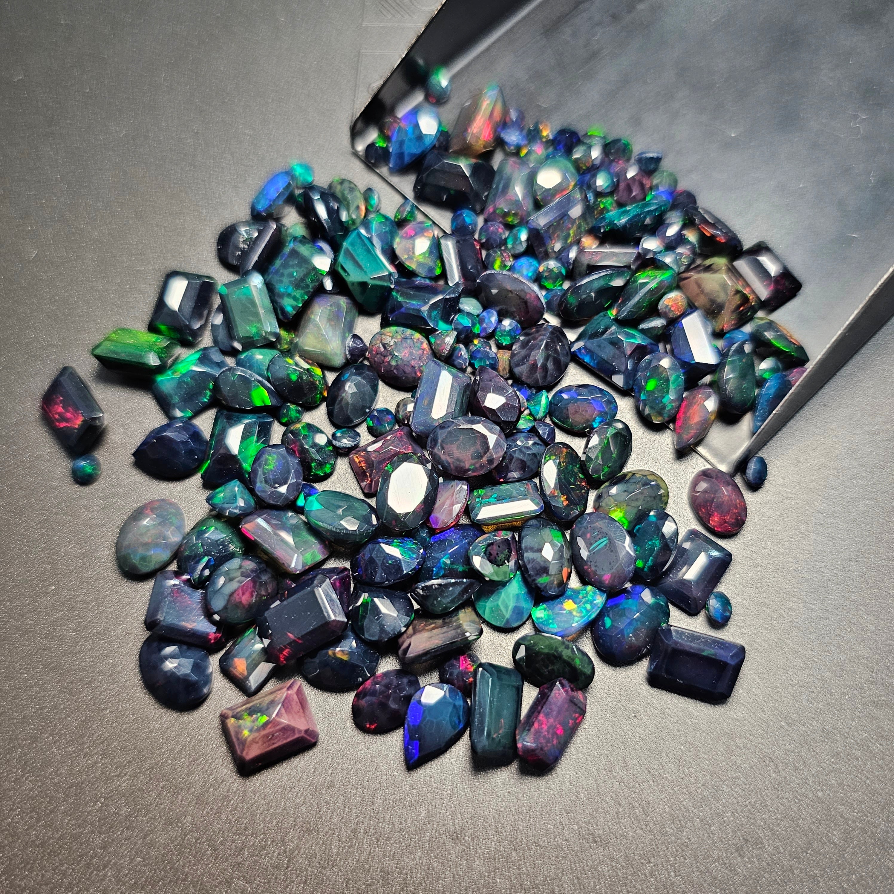 20 Pcs Scoop of Black Faceted Opals | 6-9mm - The LabradoriteKing