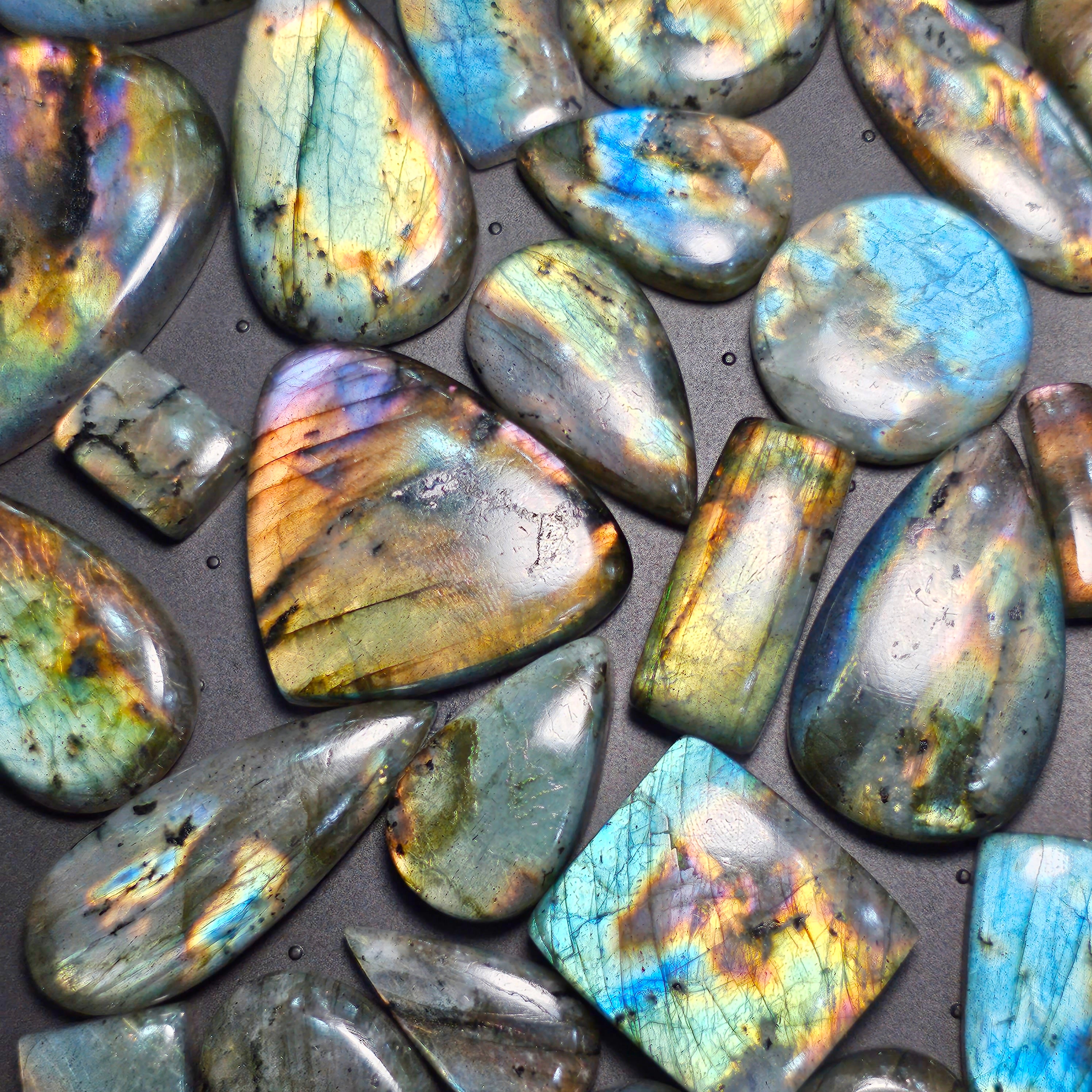 10 Pcs Spectrolite Cabochon from Finland | 30-60mm Sizes - The LabradoriteKing