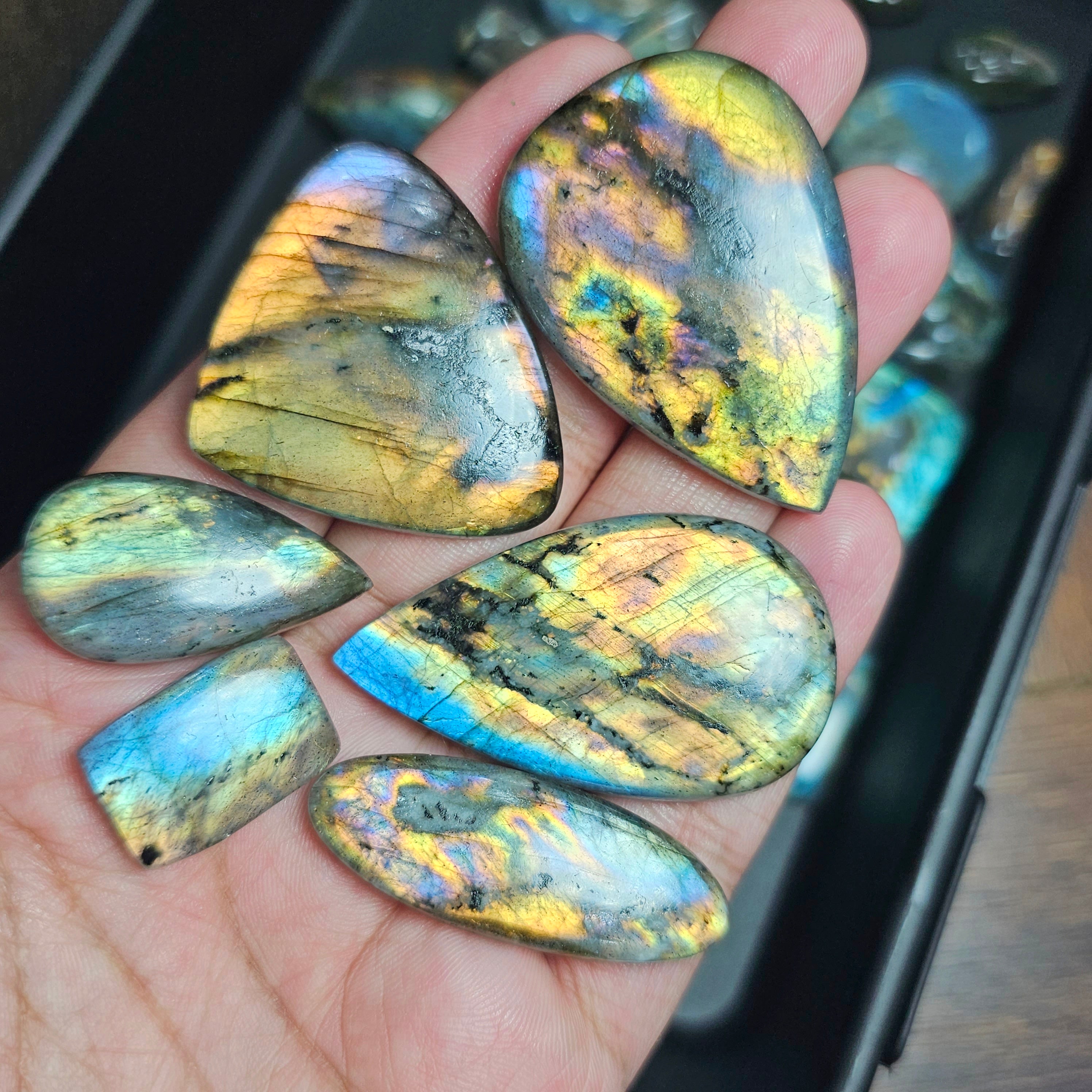 10 Pcs Spectrolite Cabochon from Finland | 30-60mm Sizes - The LabradoriteKing