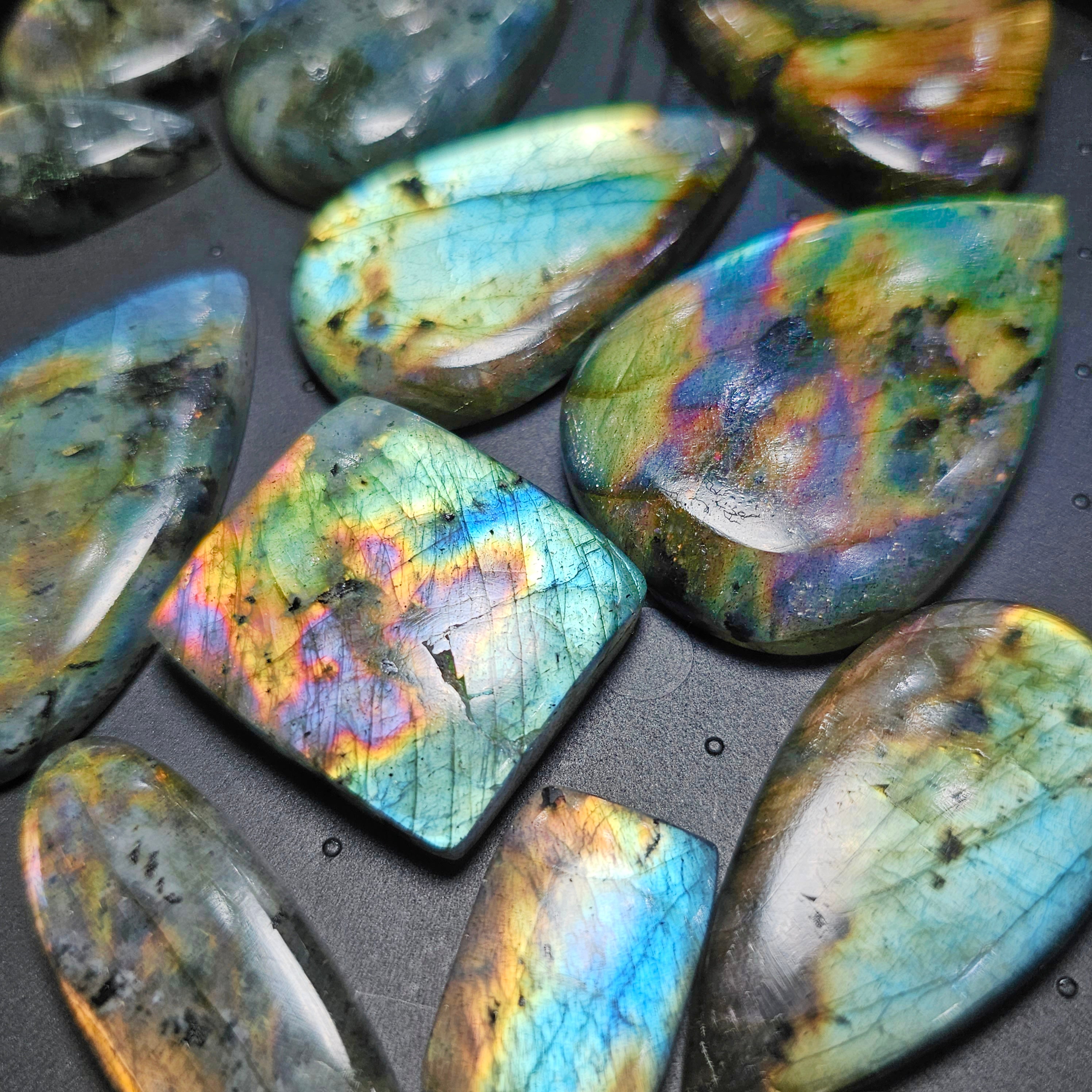 10 Pcs Spectrolite Cabochon from Finland | 30-60mm Sizes - The LabradoriteKing