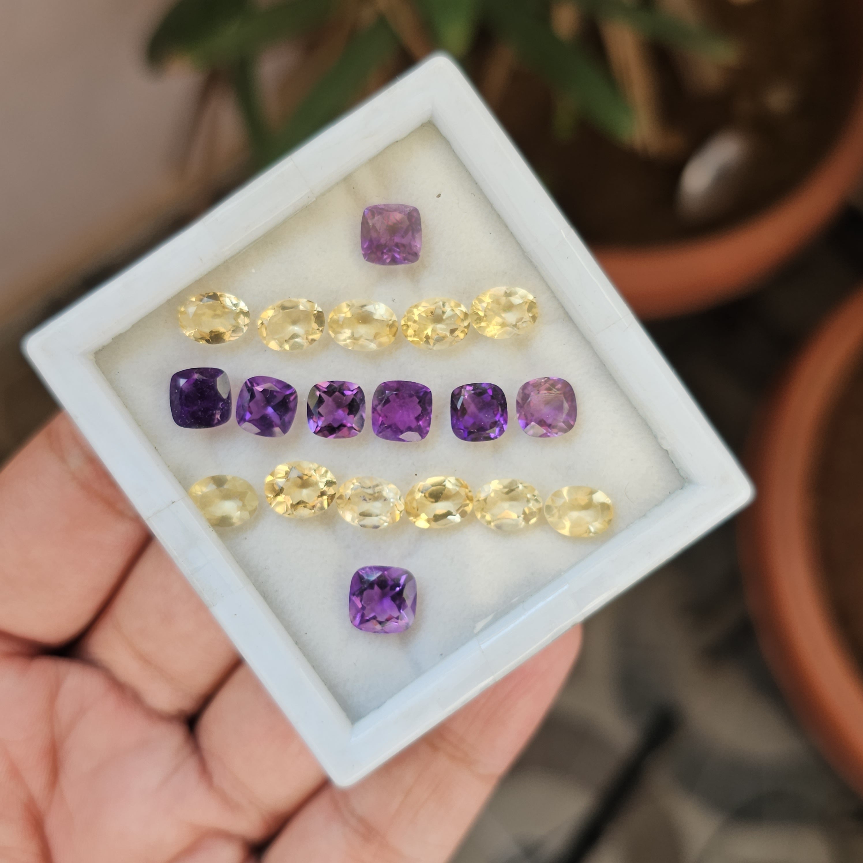 19 Pcs Natural Citrine And Amethyst Faceted Gemstone Shape: Cushion And Oval| Size: 8mm - The LabradoriteKing